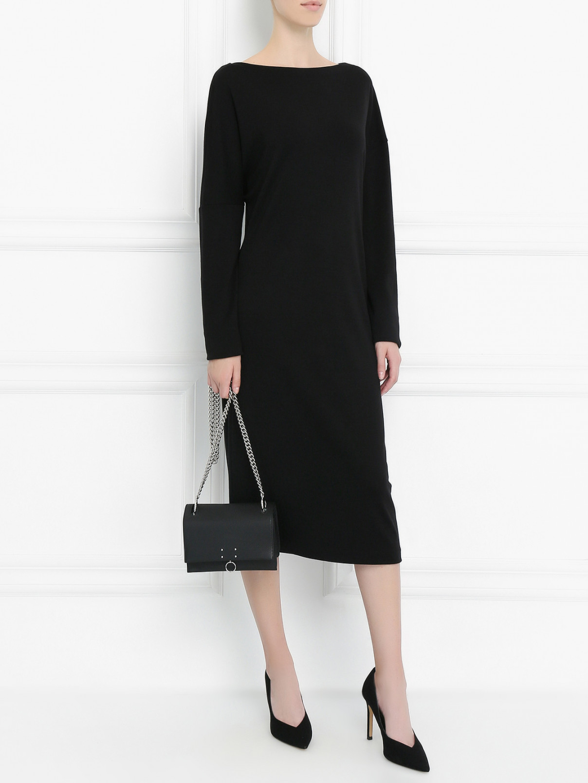 Платье свободного кроя из шерсти и кашемира Jil Sander  –  Модель Общий вид  – Цвет:  Черный
