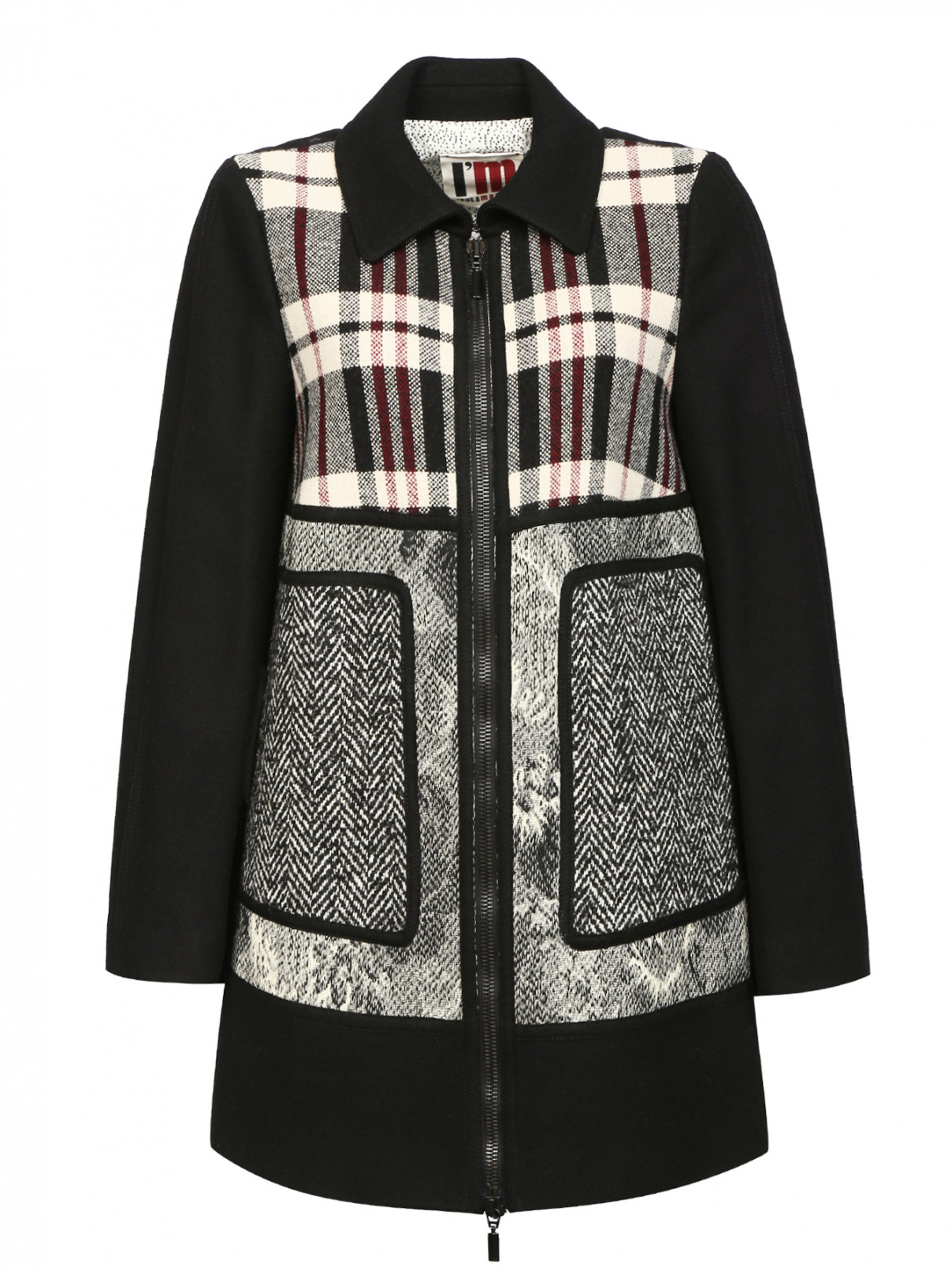 Пальто из шерсти на молнии с узором с накладными карманами Isola Marras  –  Общий вид  – Цвет:  Узор
