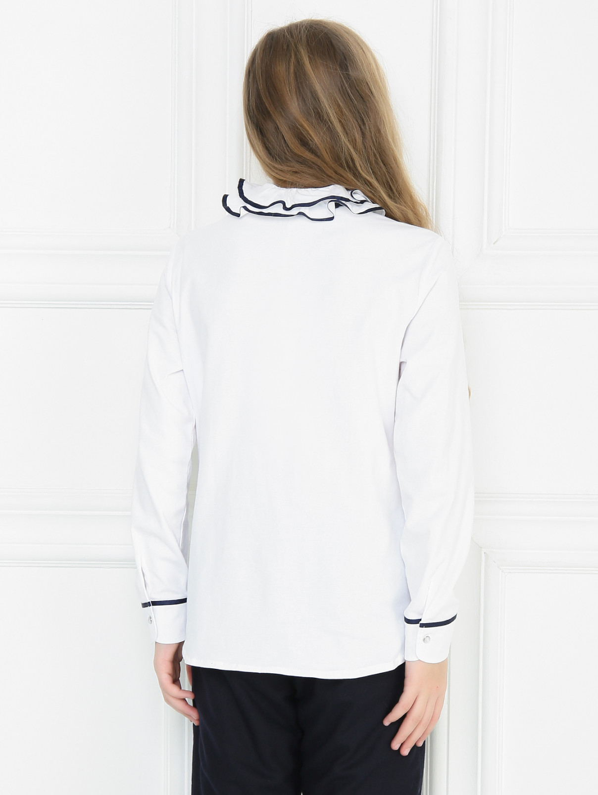 Блуза из хлопка с оборками Aletta Couture  –  МодельВерхНиз1  – Цвет:  Белый