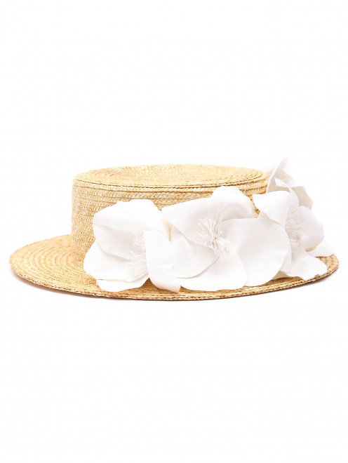 Соломенная шляпа с декоративными цветами - Общий вид