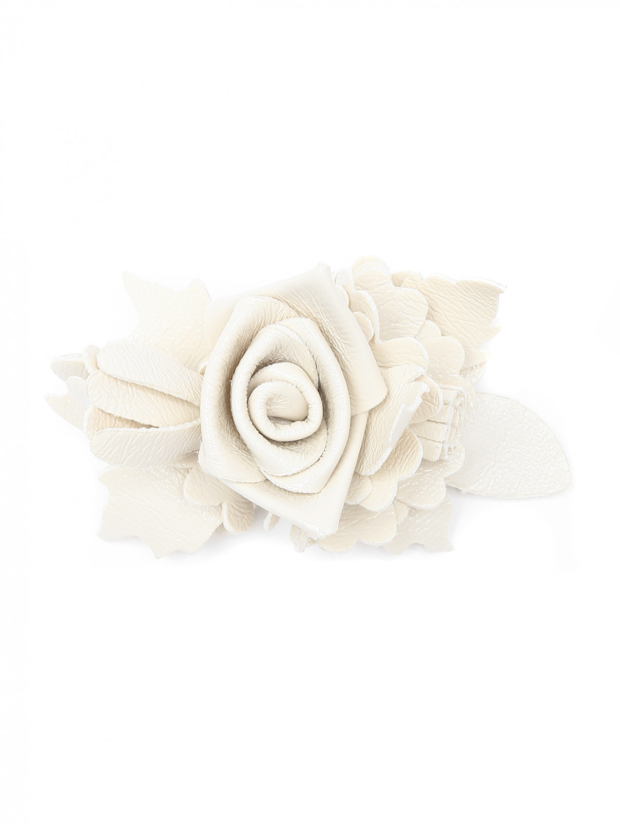 Брошь-цветок из эко-кожи Philosophy di Lorenzo Serafini  –  Общий вид  – Цвет:  Белый