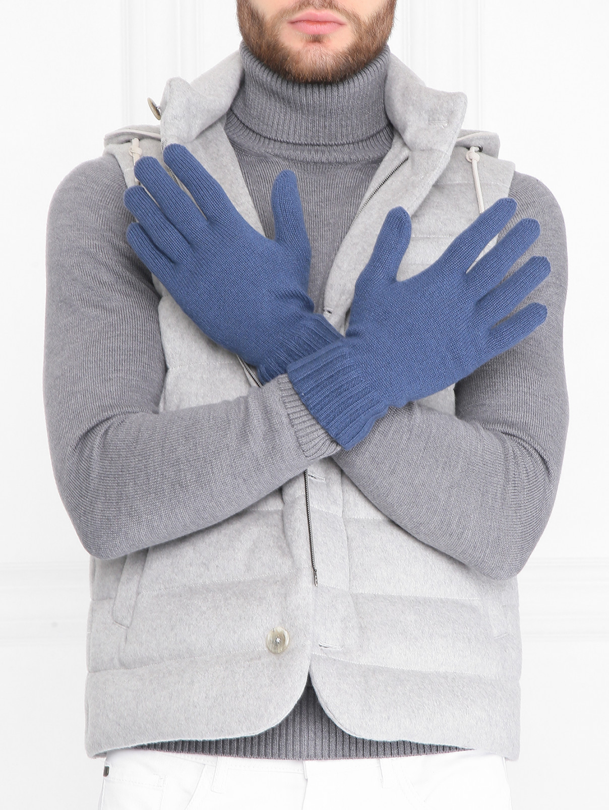 Перчатки из кашемира Malo  –  МодельОбщийВид  – Цвет:  Синий