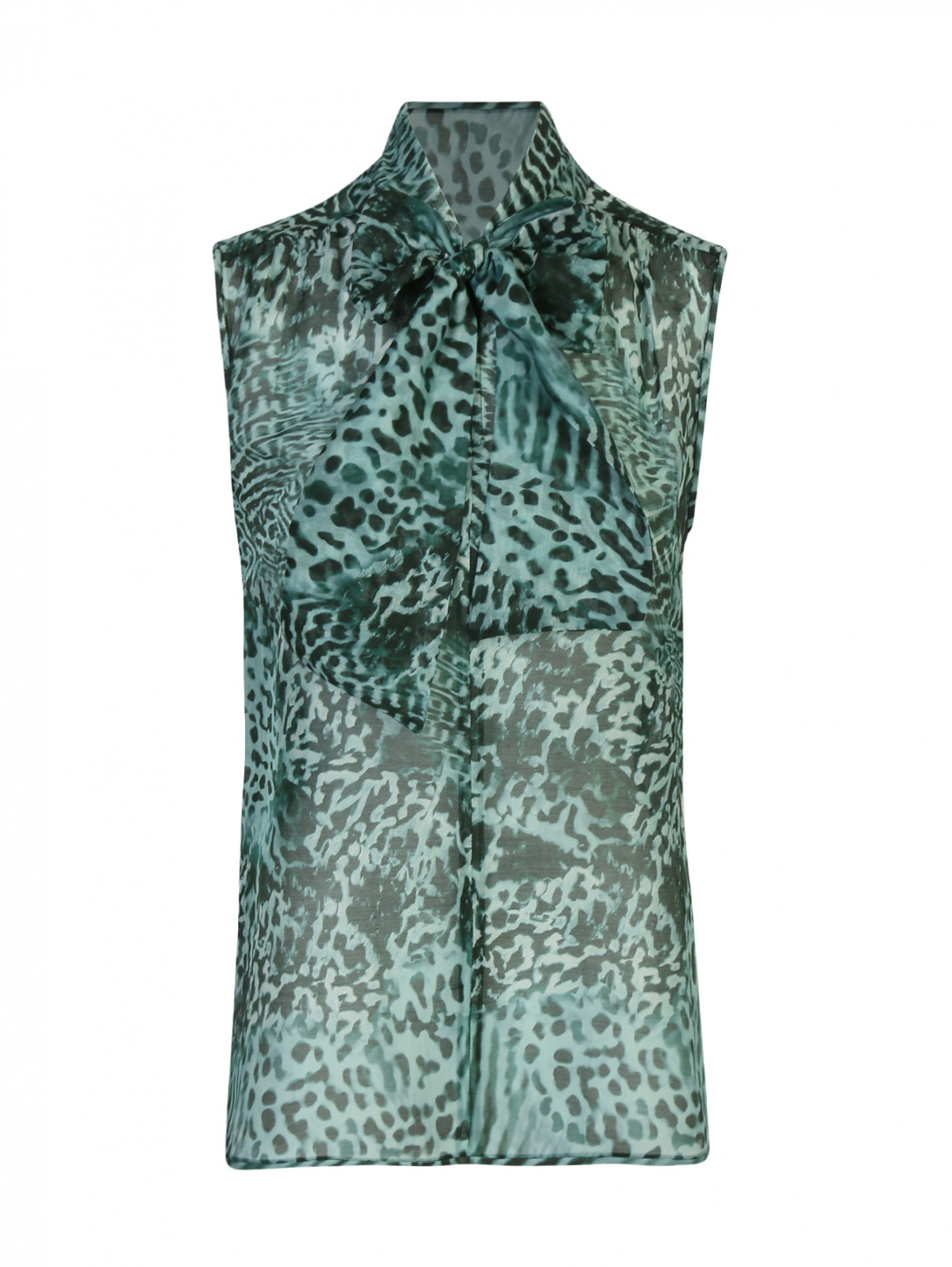 Блуза из вискозы с узором Max Mara  –  Общий вид  – Цвет:  Зеленый