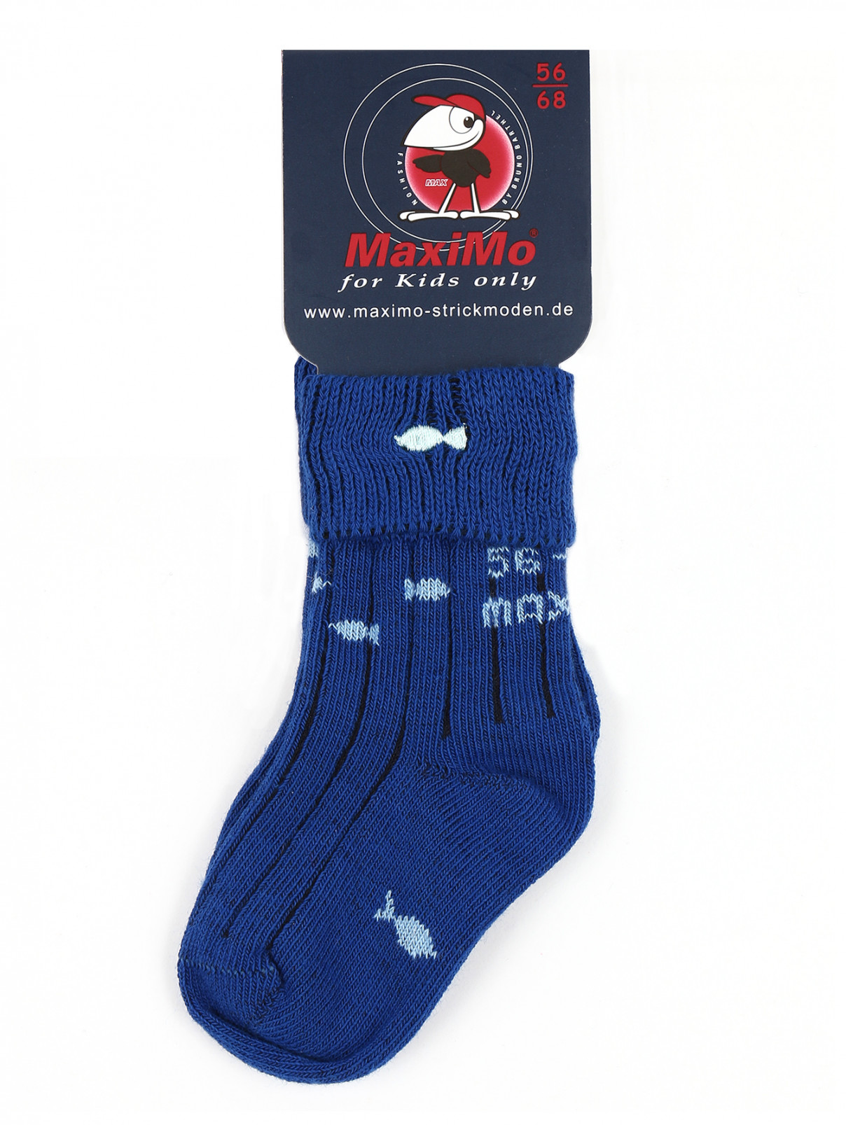 Носки из хлопка с принтом и вышивкой Maximo  –  Общий вид  – Цвет:  Синий
