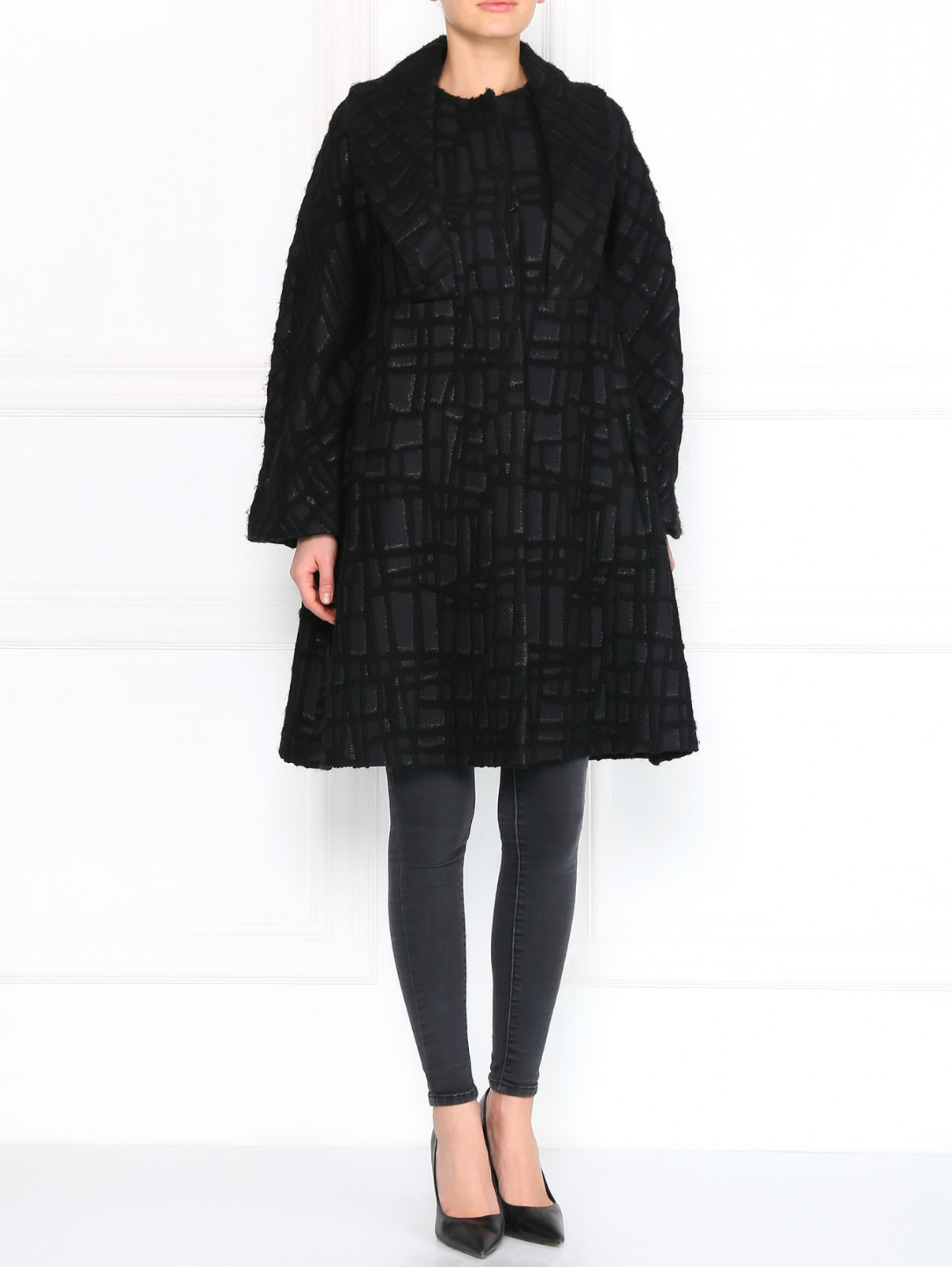 Пальто из фактурной ткани Antonio Marras  –  Модель Общий вид  – Цвет:  Черный