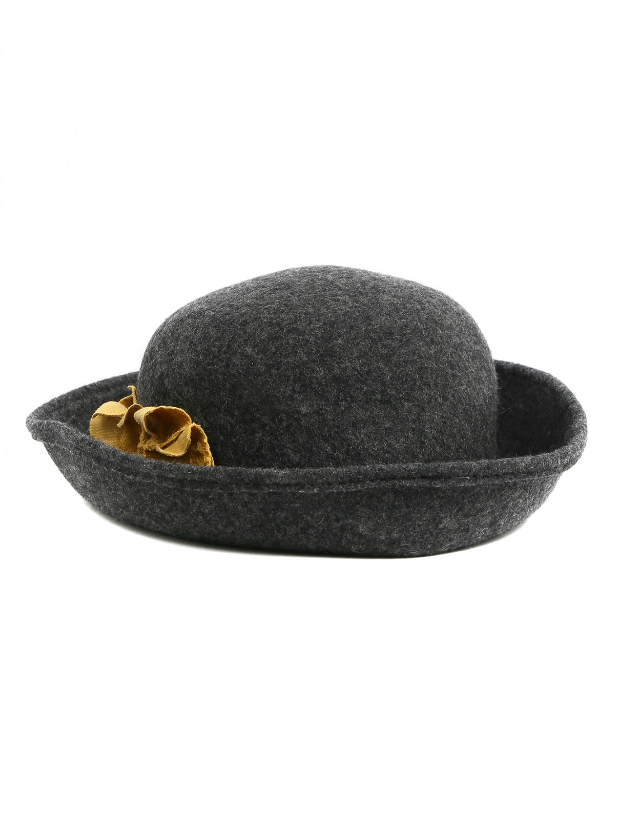 Шляпа из шерсти с цветочным декором MiMiSol  –  Общий вид  – Цвет:  Серый