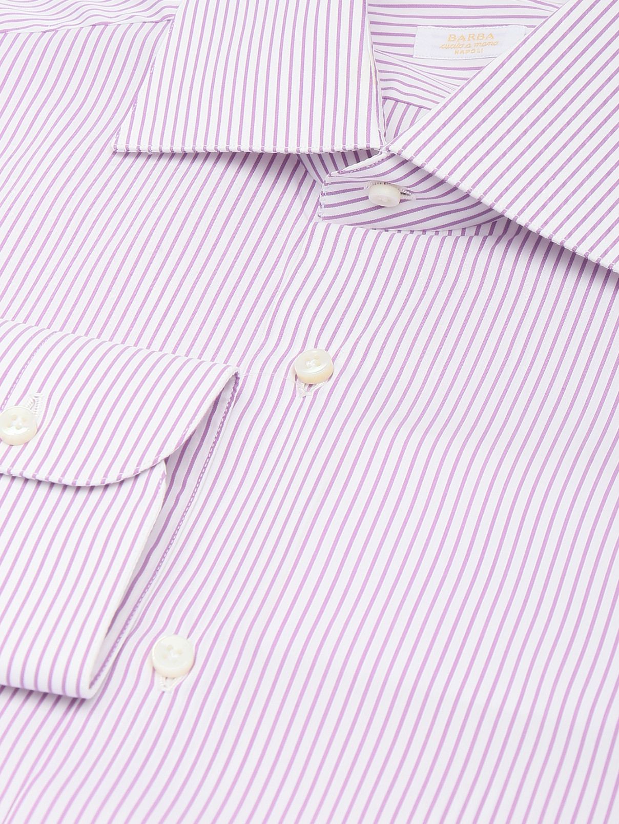 Рубашка из хлопка с узором "полоска" Barba Napoli  –  Деталь  – Цвет:  Фиолетовый