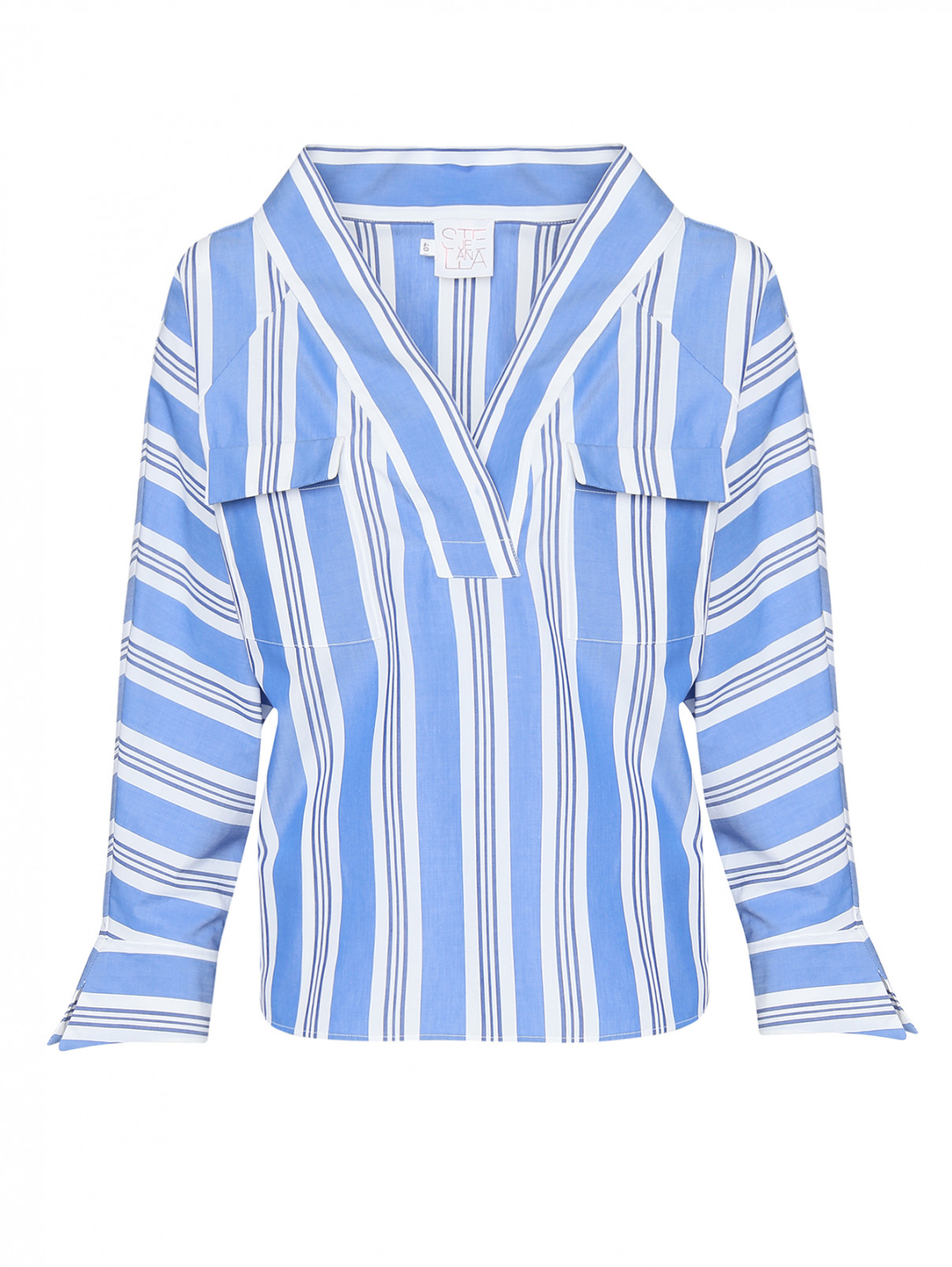 Блуза из хлопка с узором полоска Stella Jean  –  Общий вид  – Цвет:  Мультиколор