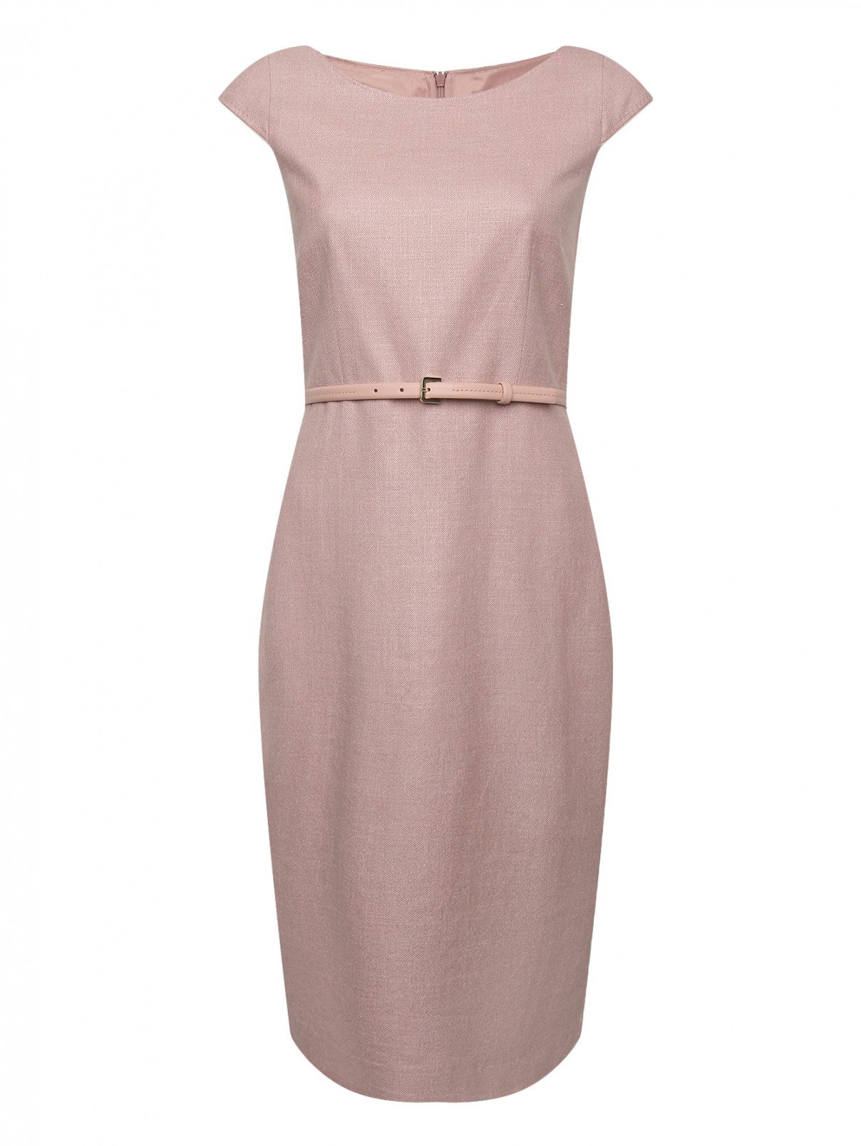 Платье-футляр из шелка и шерсти Max Mara  –  Общий вид  – Цвет:  Розовый