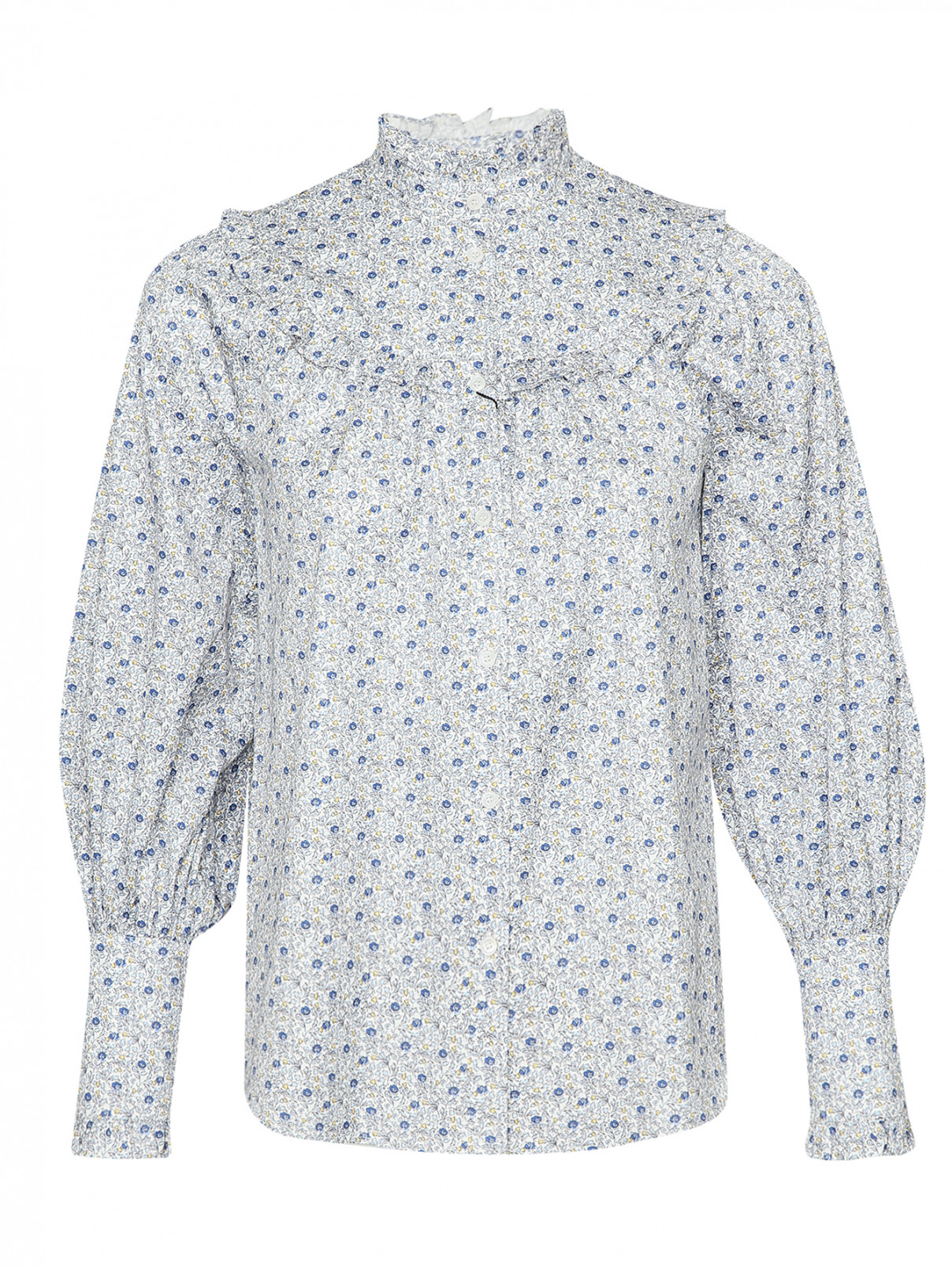 Блуза из хлопка с цветочным узором Weekend Max Mara  –  Общий вид  – Цвет:  Синий