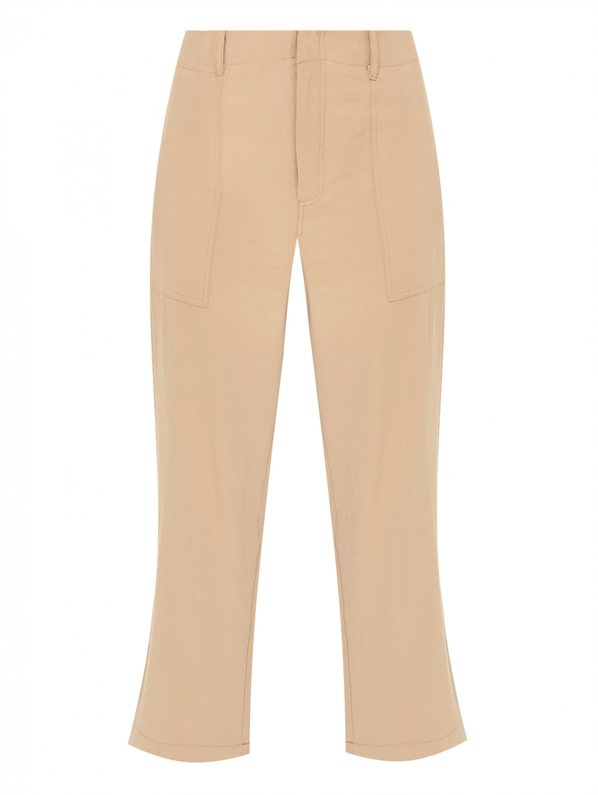 Укороченные брюки с накладными карманами Alpha Studio  –  Общий вид  – Цвет:  Бежевый