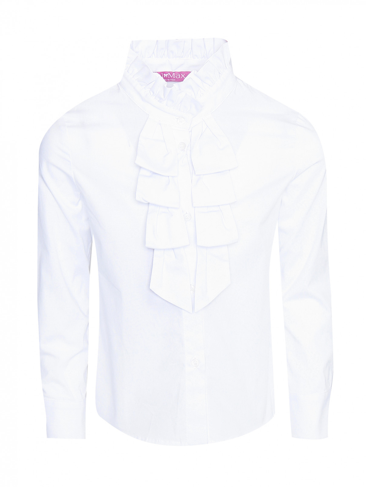 Блуза из хлопка с жабо Val Max  –  Общий вид  – Цвет:  Белый