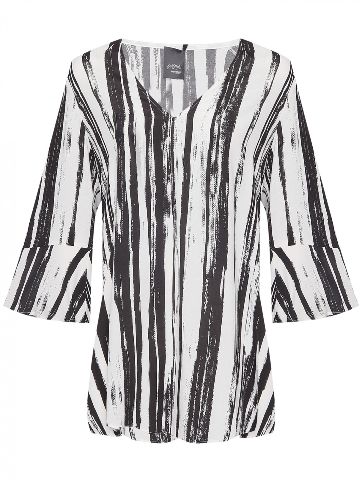 Блуза с V-образным вырезом Persona by Marina Rinaldi  –  Общий вид  – Цвет:  Мультиколор
