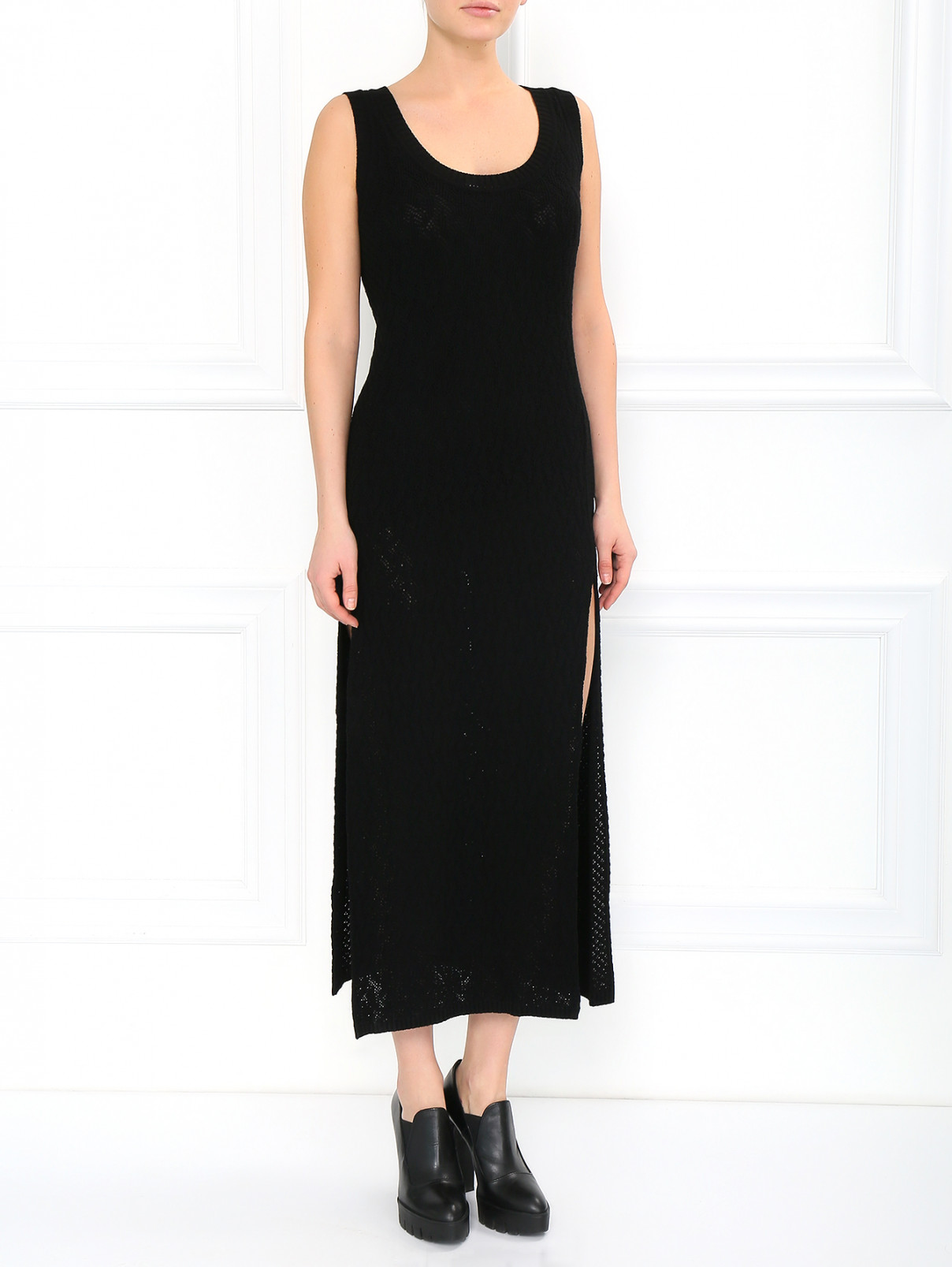 Трикотажное макси платье JO NO FUI  –  Модель Общий вид  – Цвет:  Черный