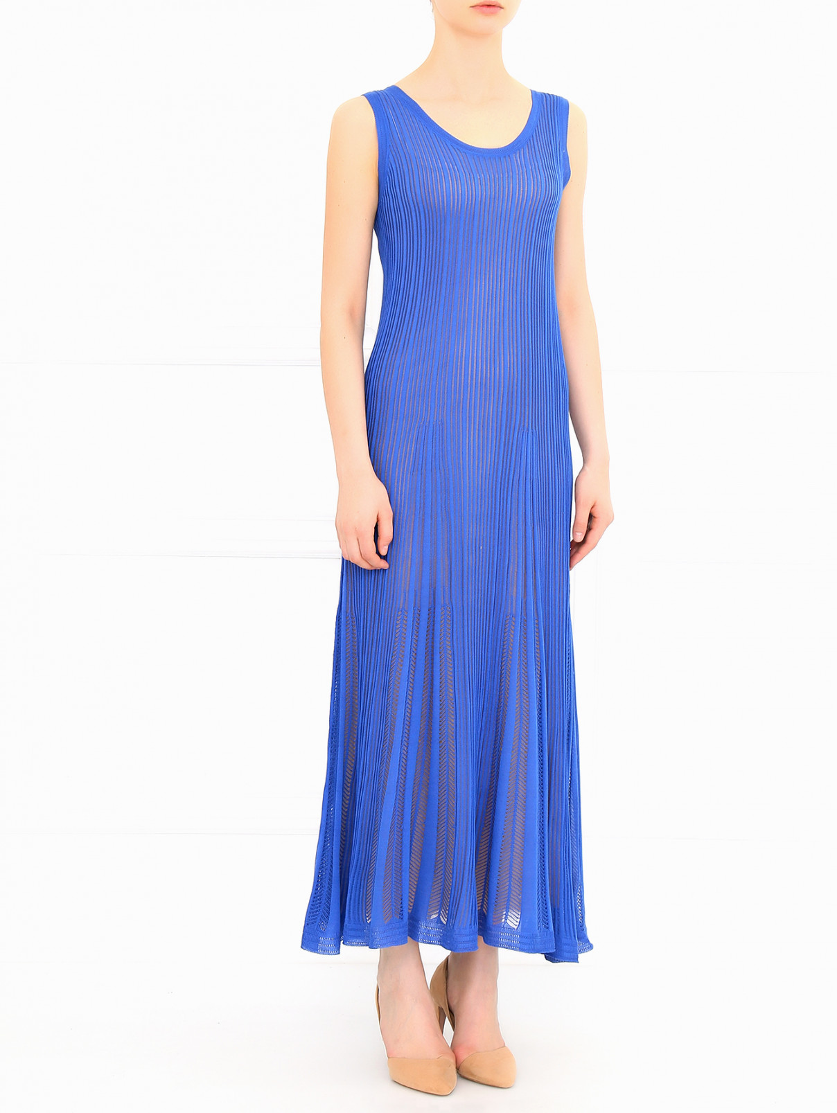 Платье-макси из шелка Alberta Ferretti  –  Модель Общий вид  – Цвет:  Синий