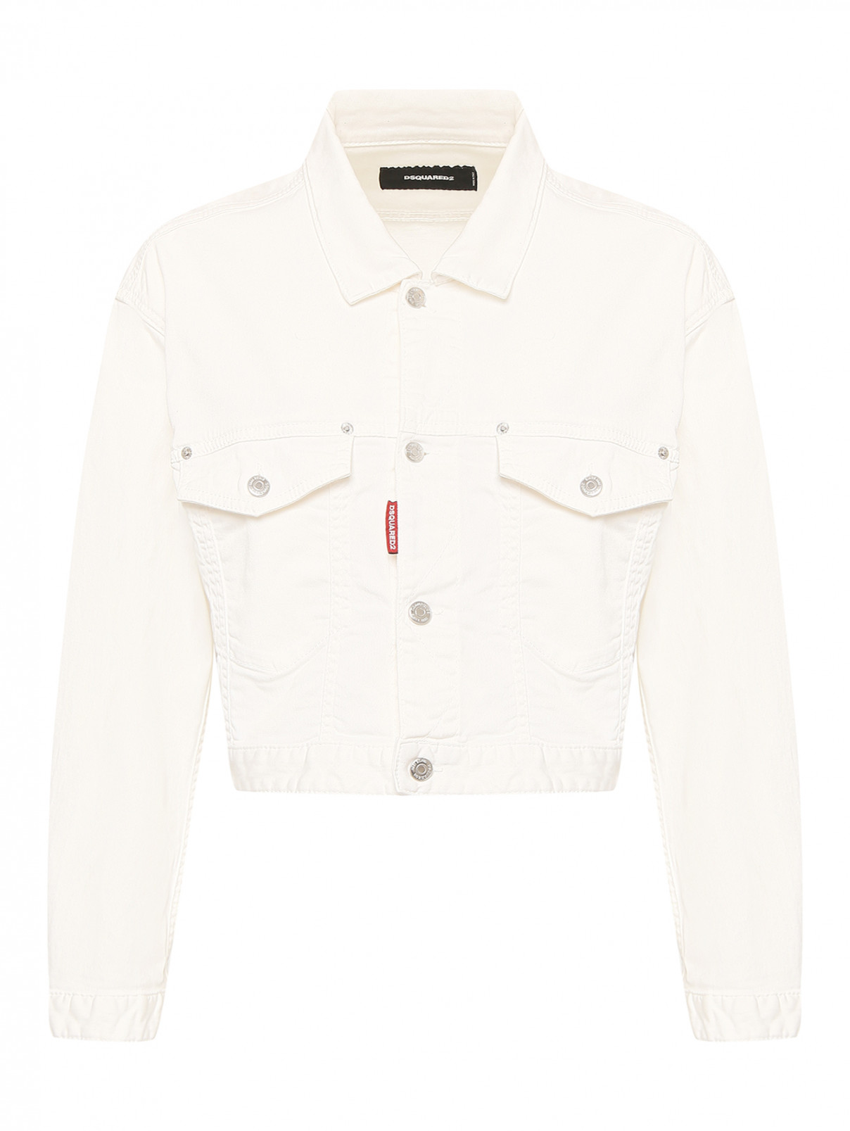 Джинсовая однотонная куртка Dsquared2  –  Общий вид  – Цвет:  Белый