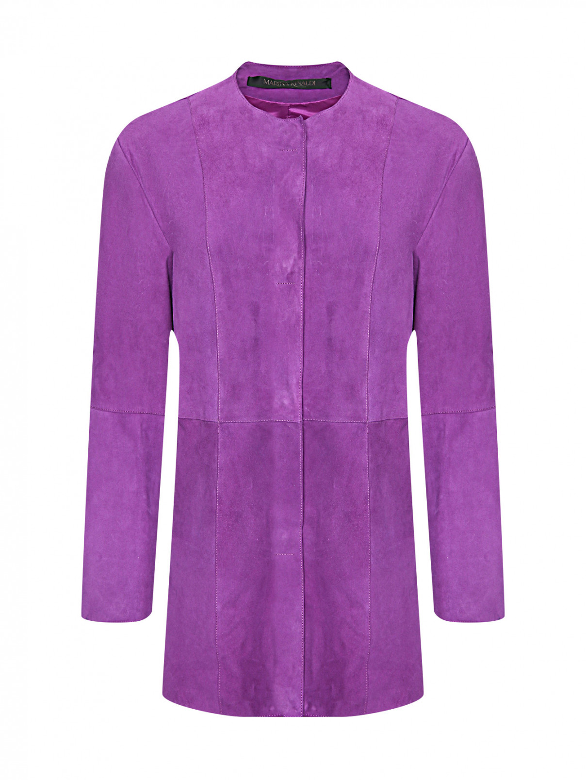 Куртка из замши с карманами Marina Rinaldi  –  Общий вид  – Цвет:  Фиолетовый