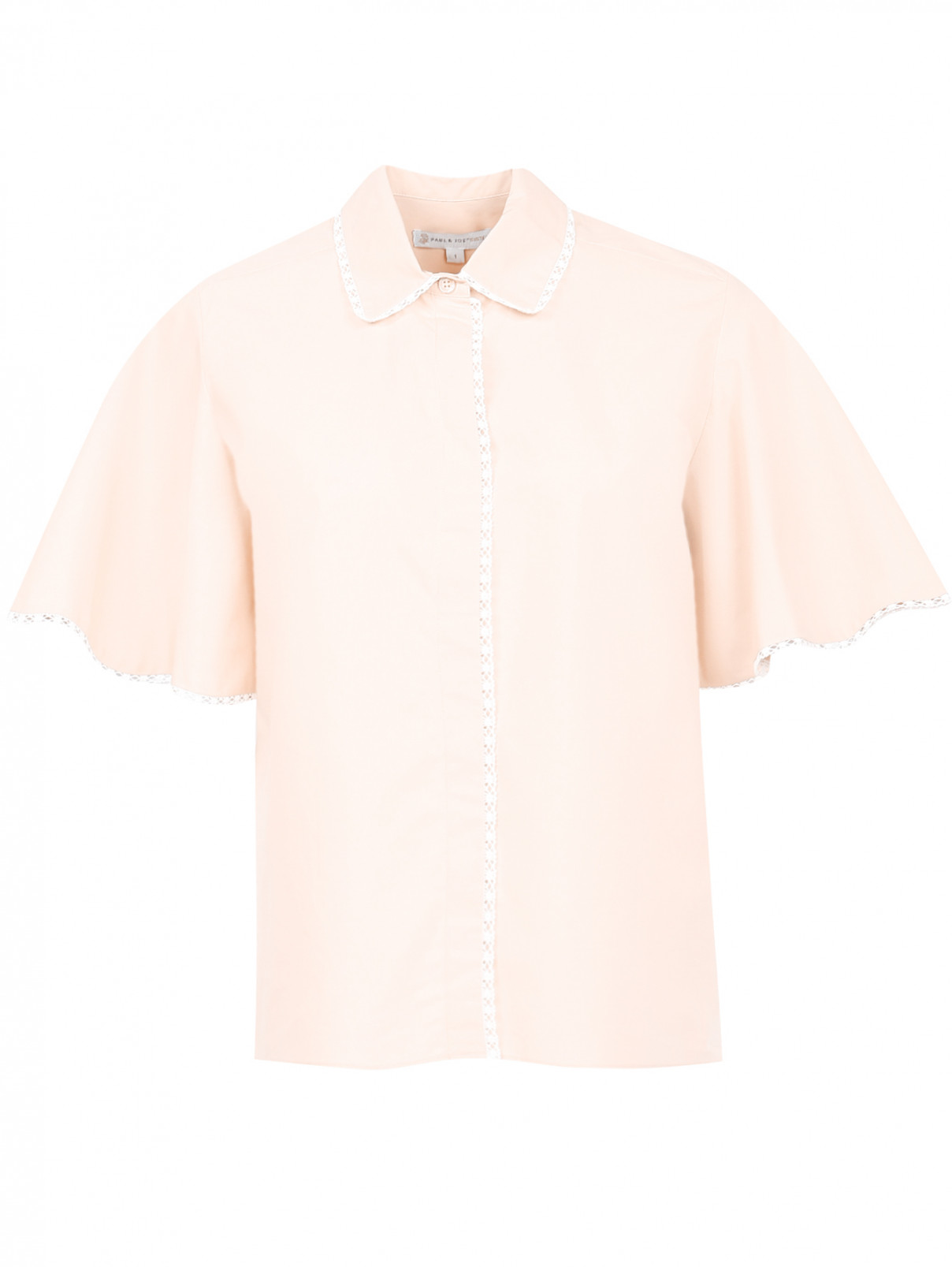 Блуза из хлопка с контрастной отделкой Paul&Joe Sister  –  Общий вид  – Цвет:  Розовый