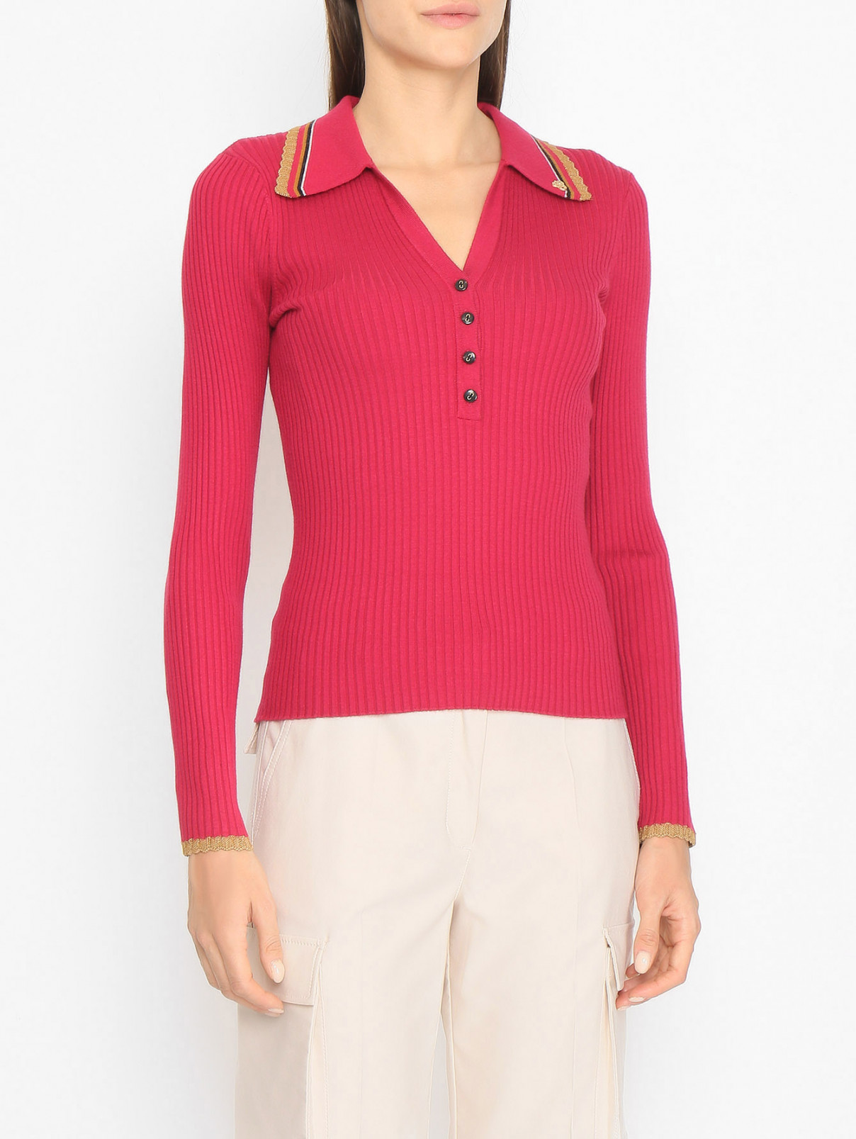 Джемпер из вискозы с V-образным вырезом Scotch & Soda  –  МодельВерхНиз  – Цвет:  Красный