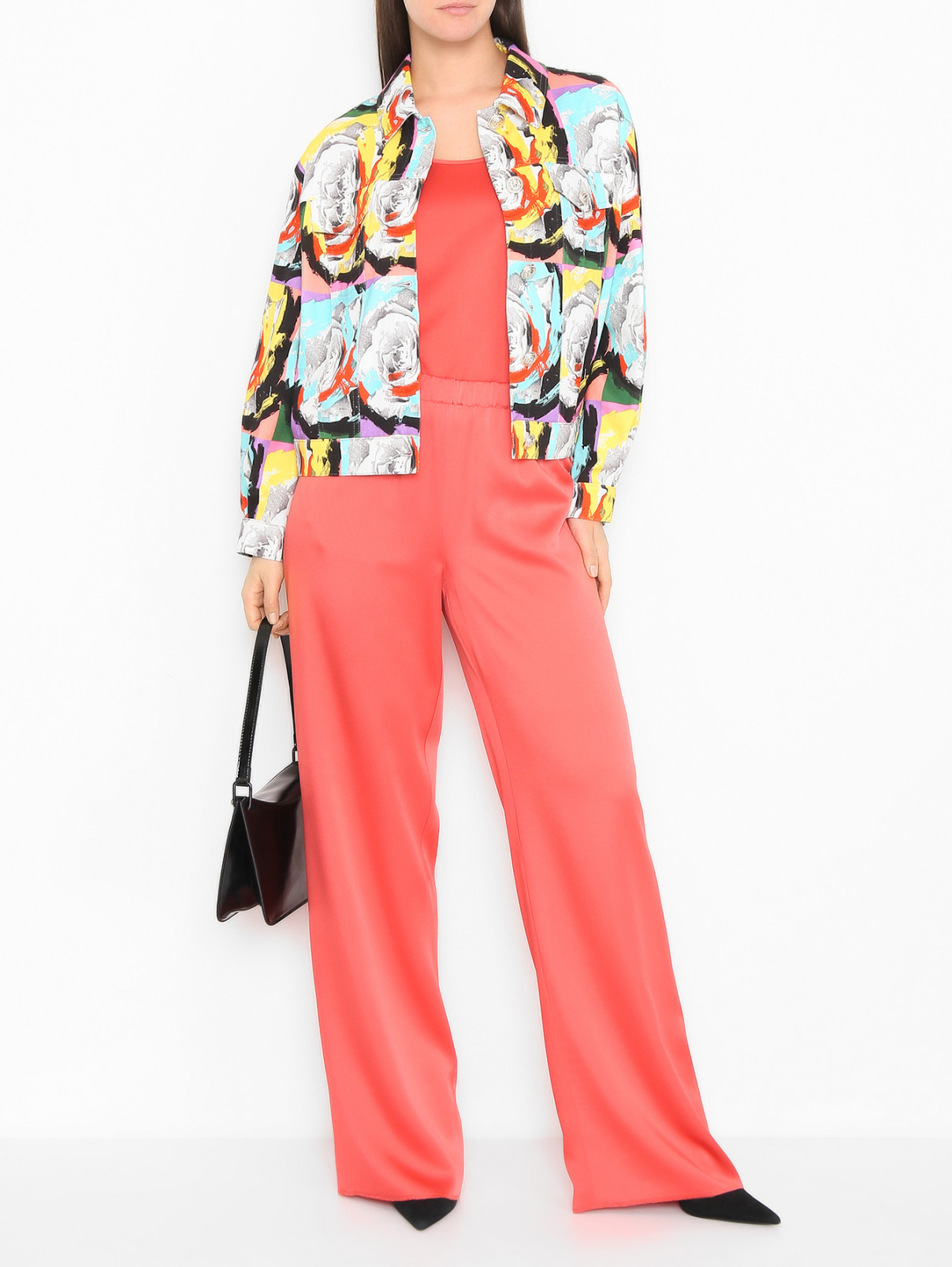 Однотонные брюки на резинке Marina Rinaldi  –  МодельОбщийВид  – Цвет:  Оранжевый