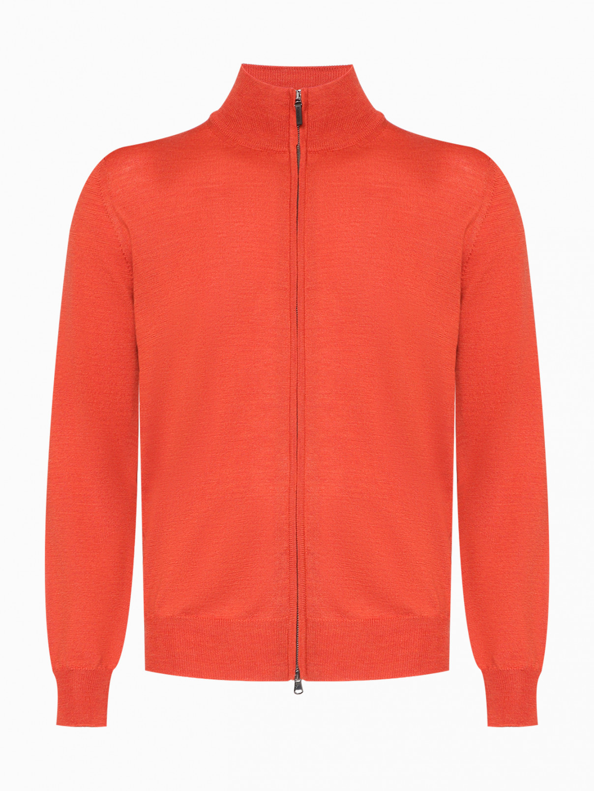 Базовый джемпер из шерсти на молнии Kangra Cashmere  –  Общий вид  – Цвет:  Оранжевый