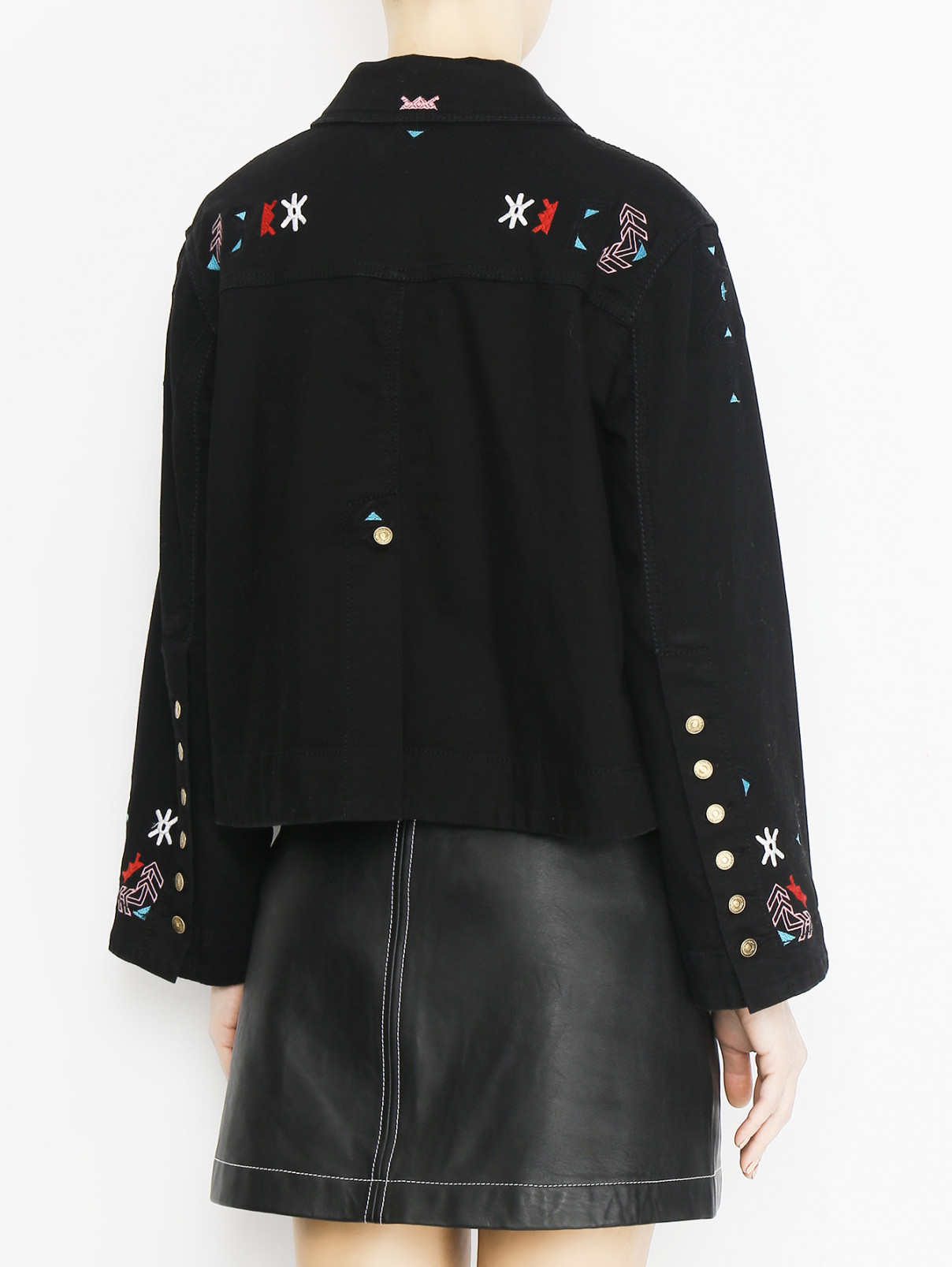 Куртка из денима с вышивкой Ermanno Scervino  –  МодельВерхНиз1  – Цвет:  Черный