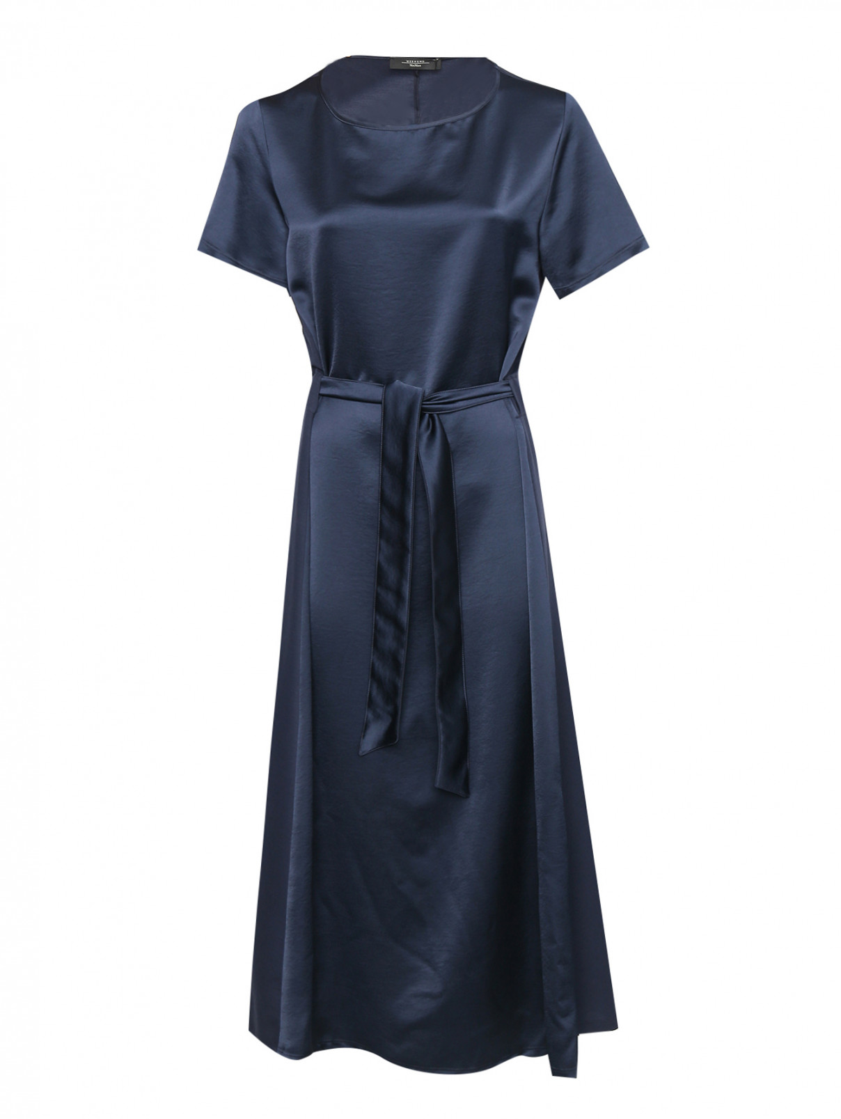 Платье однотонное с коротким рукавом Weekend Max Mara  –  Общий вид  – Цвет:  Синий