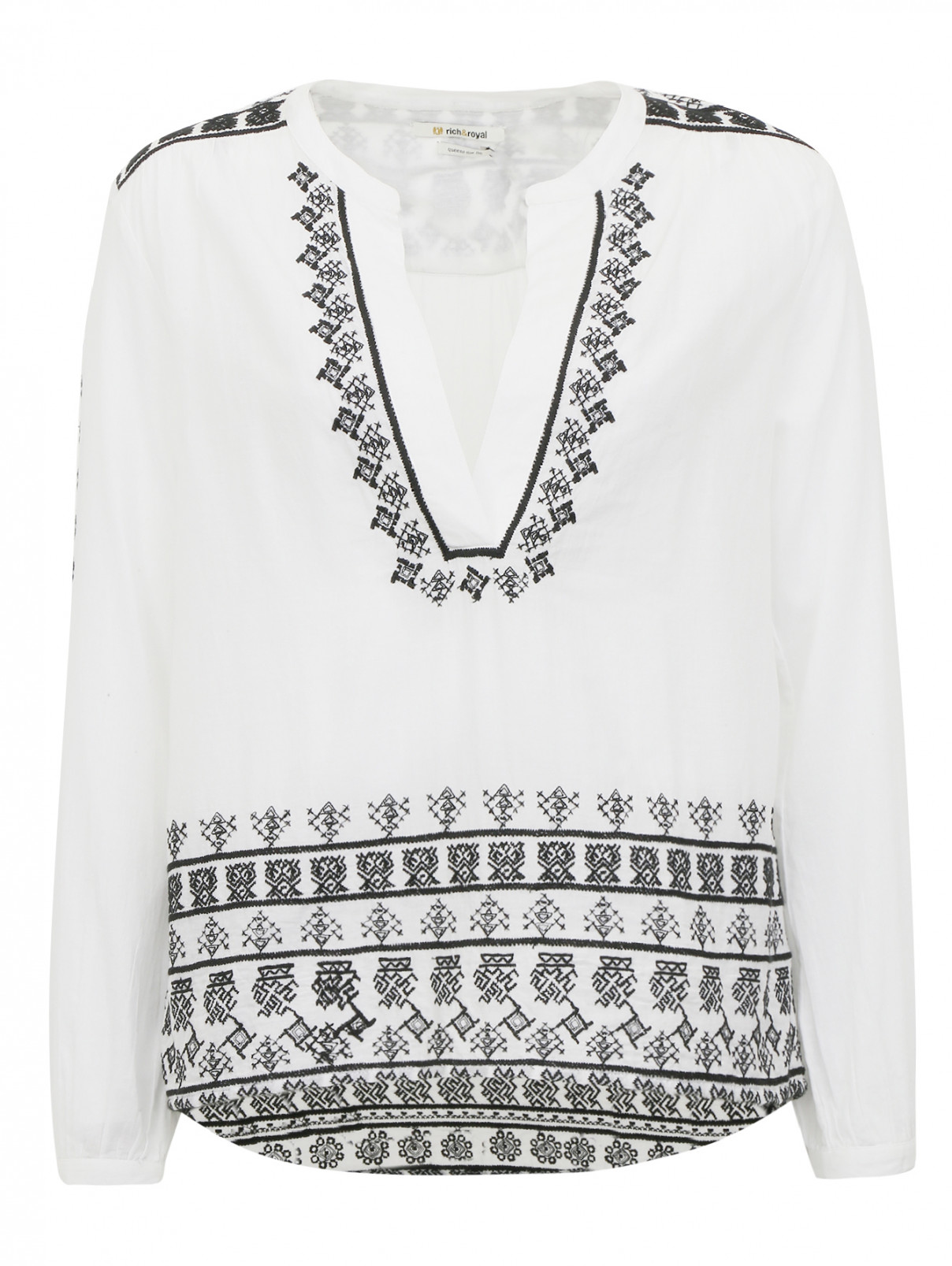 Рубашка из хлопка декорированная вышивкой Rich&Royal  –  Общий вид  – Цвет:  Белый