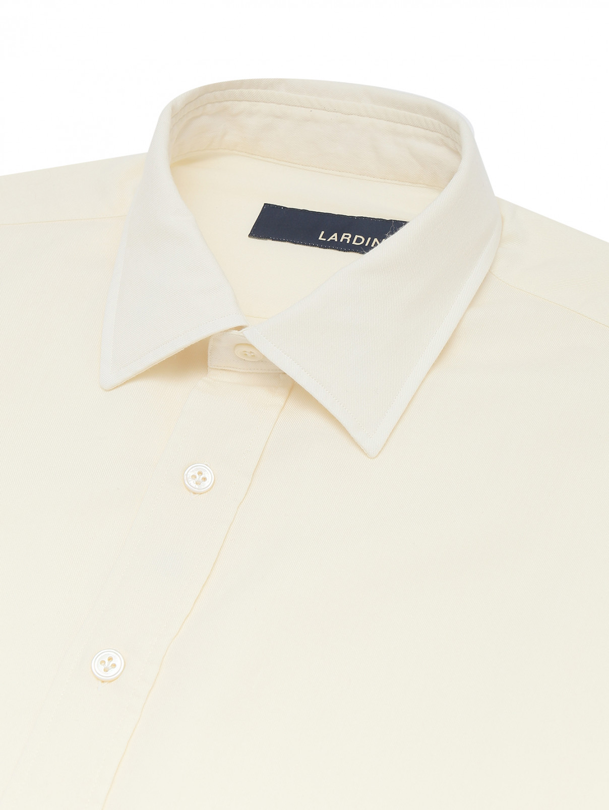 Однотонная рубашка из хлопка и шерсти LARDINI  –  Деталь1  – Цвет:  Бежевый