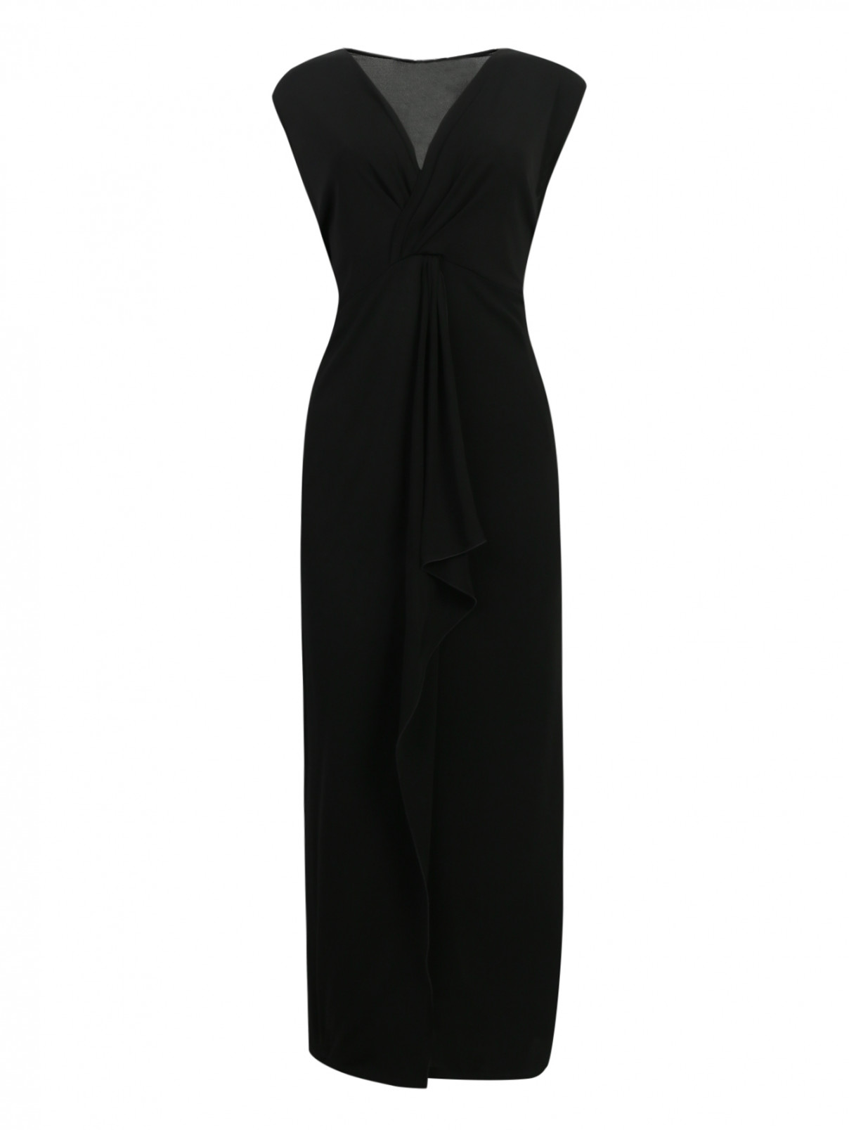 Трикотажное платье с драпировкой Marina Rinaldi  –  Общий вид  – Цвет:  Черный