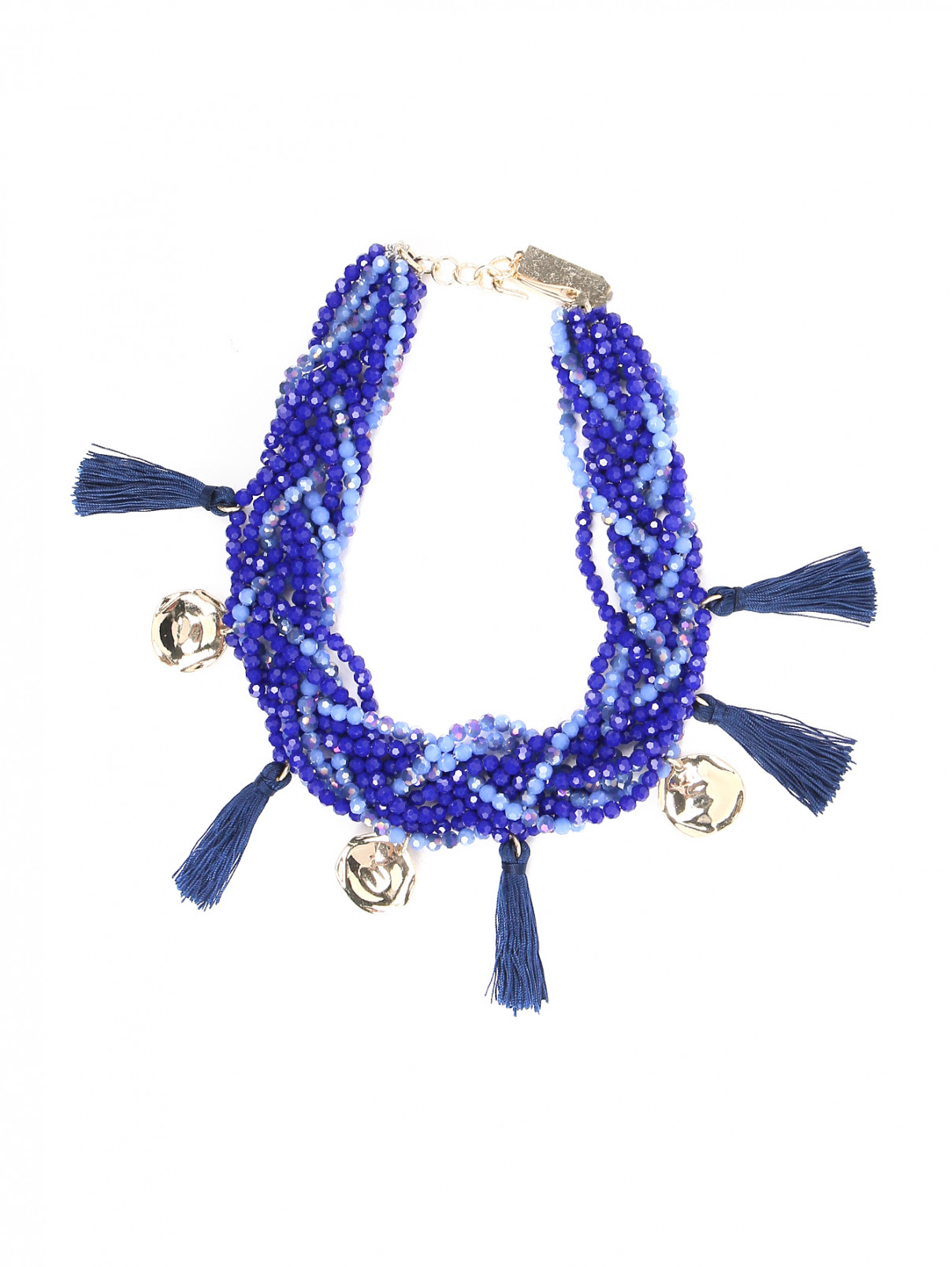 Ожерелье из стекляруса с кистями Max Mara  –  Общий вид  – Цвет:  Синий