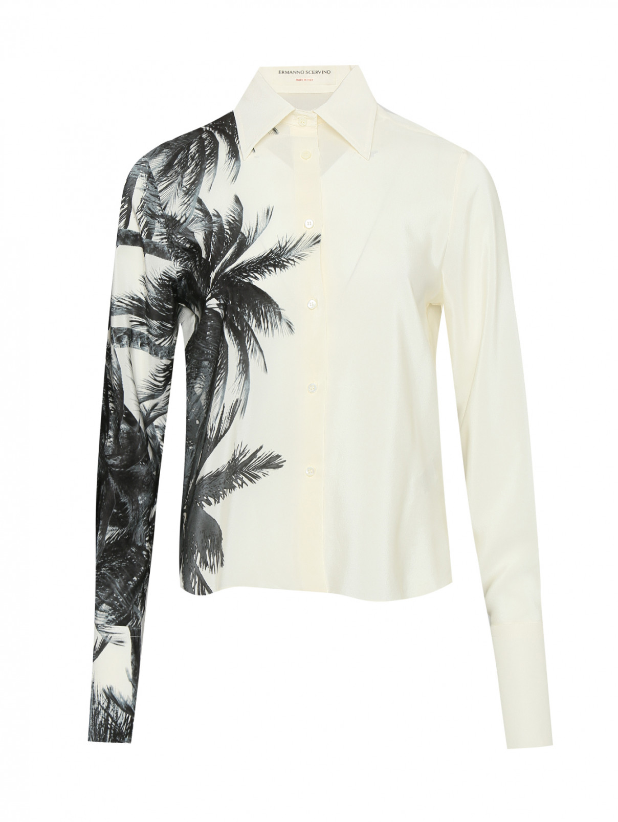 Блуза из шелка с воротом Ermanno Scervino  –  Общий вид  – Цвет:  Бежевый
