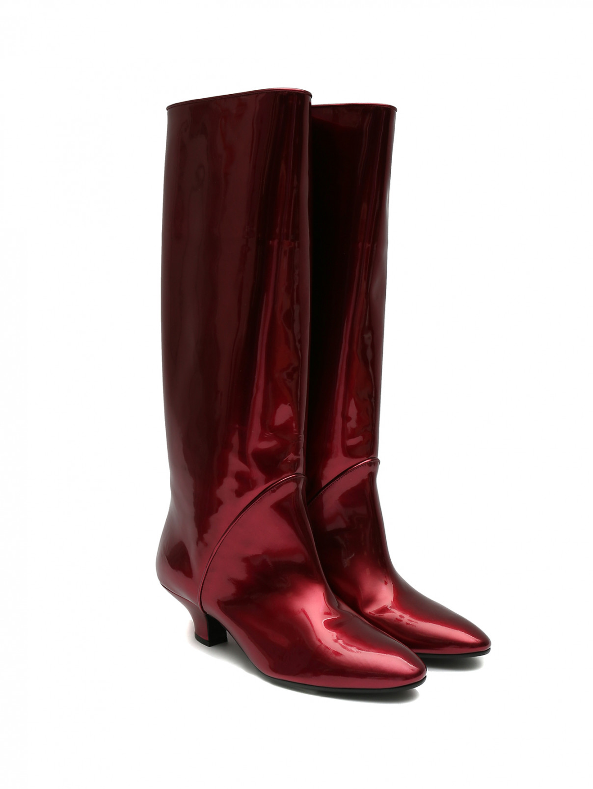 Сапоги из лаковой кожи на среднем каблуке Marc Jacobs  –  Общий вид  – Цвет:  Красный