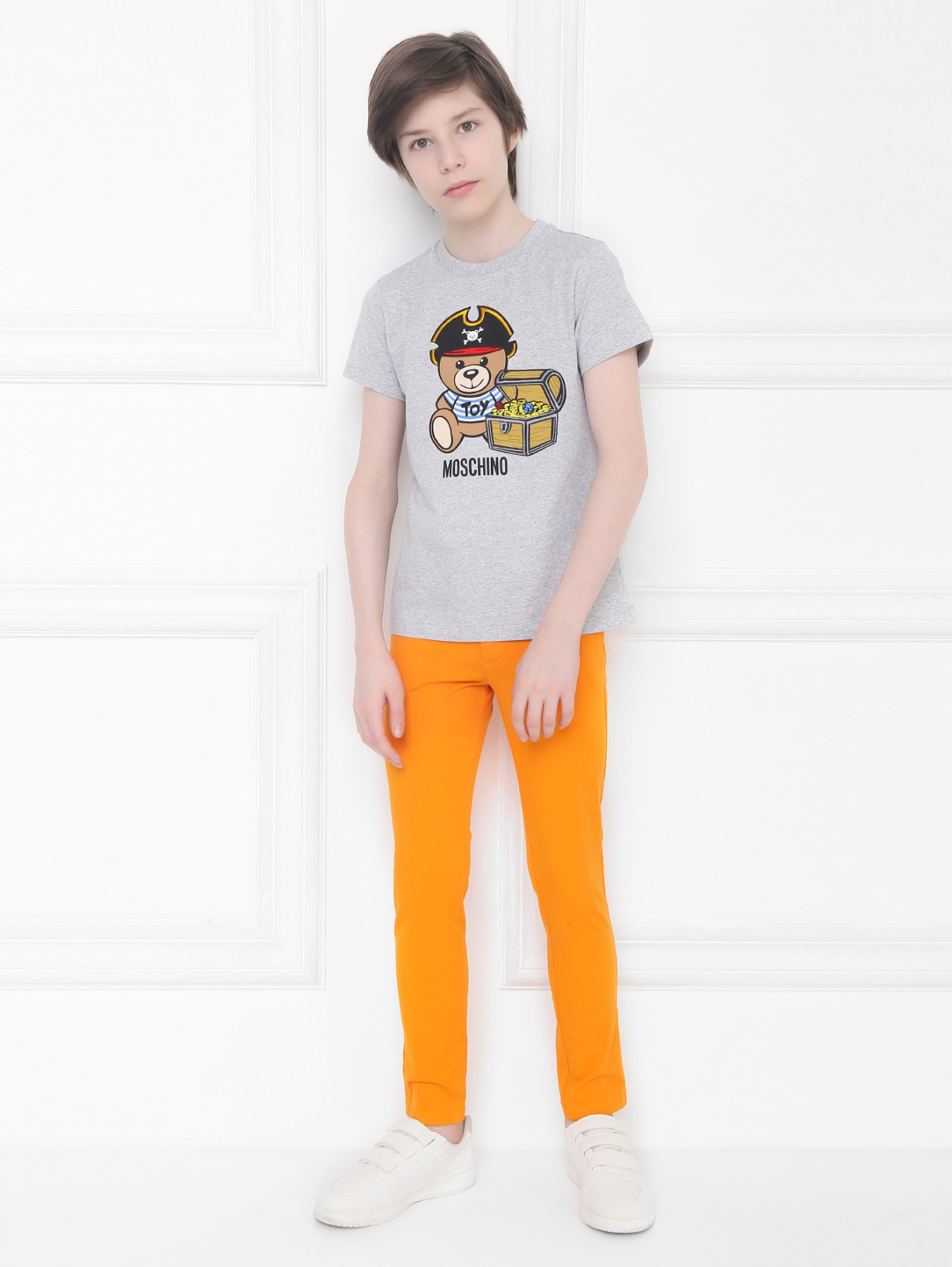 Однотонные брюки из хлопка Il Gufo  –  МодельОбщийВид  – Цвет:  Оранжевый