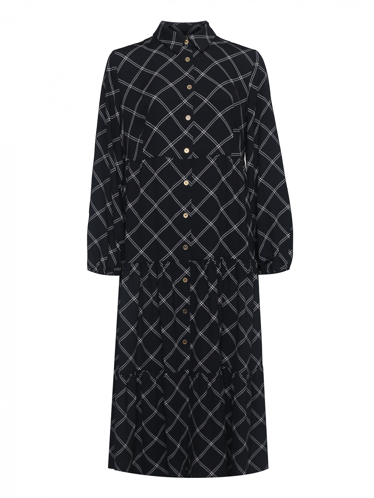 Платье-рубашка с контрастным узором Persona by Marina Rinaldi  –  Общий вид  – Цвет:  Узор