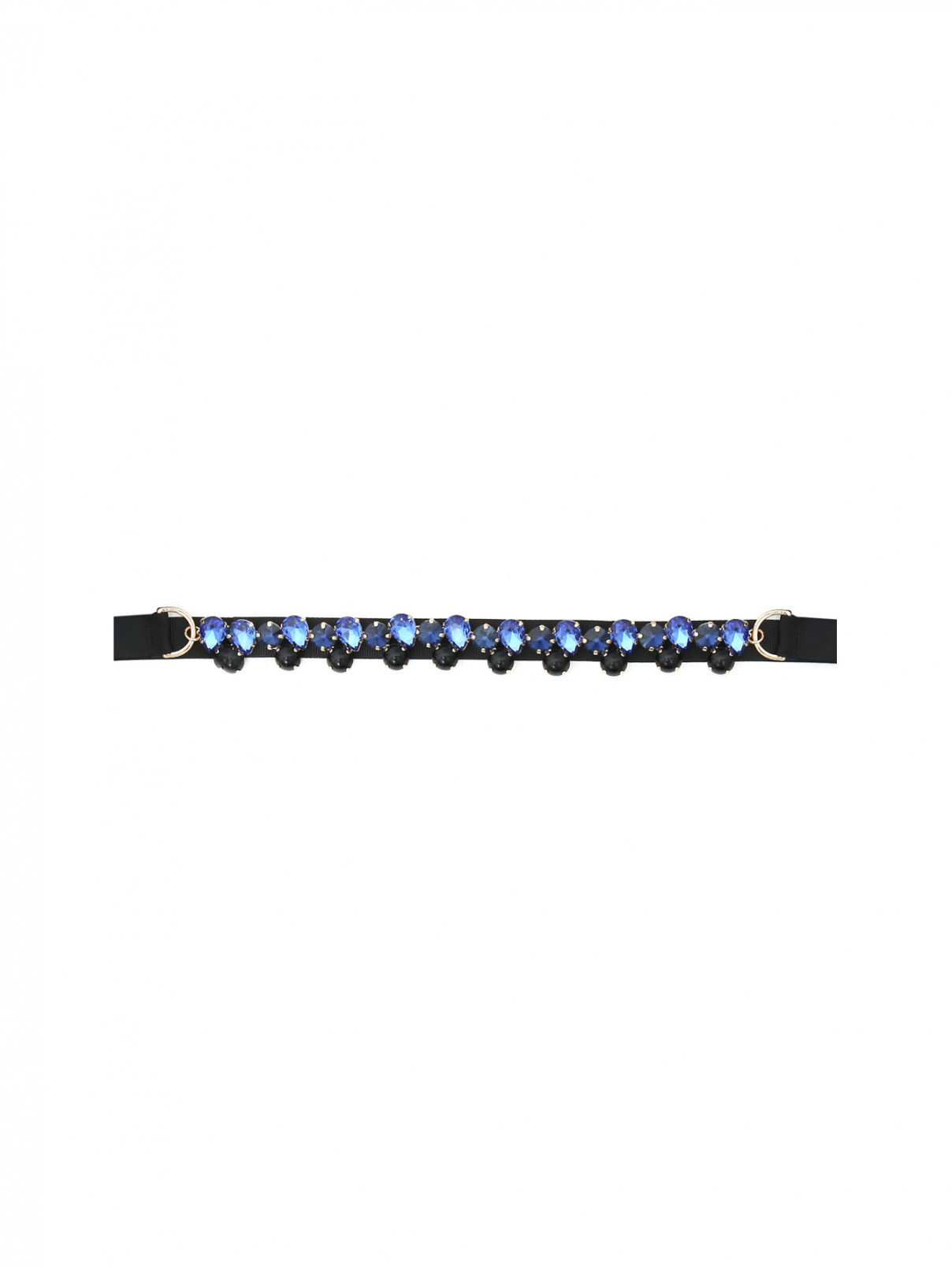 Пояс из металла и текстиля декорированный кристаллами Max&Co  –  Общий вид  – Цвет:  Синий