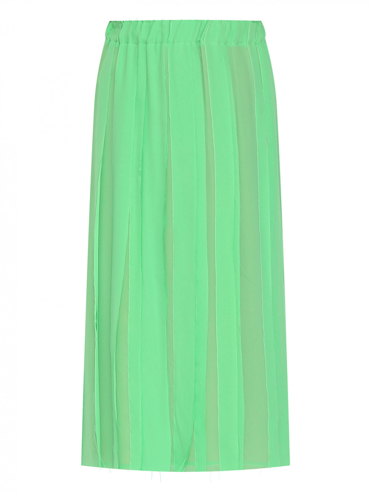 Юбка из шелка на резинке с разрезом Alysi  –  Общий вид  – Цвет:  Зеленый