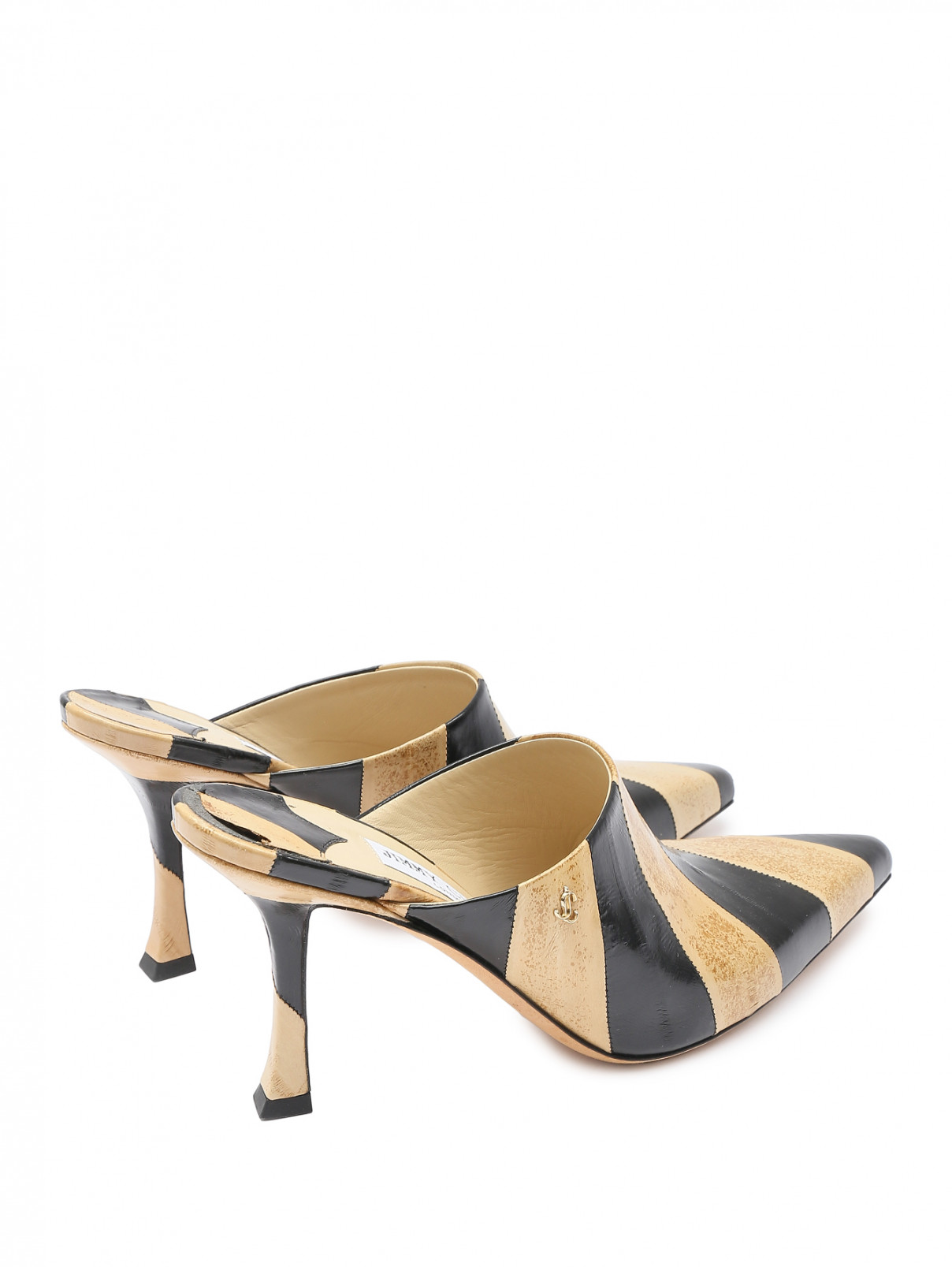 Туфли-мюли из двух видов кожи Jimmy Choo  –  Обтравка2  – Цвет:  Черный