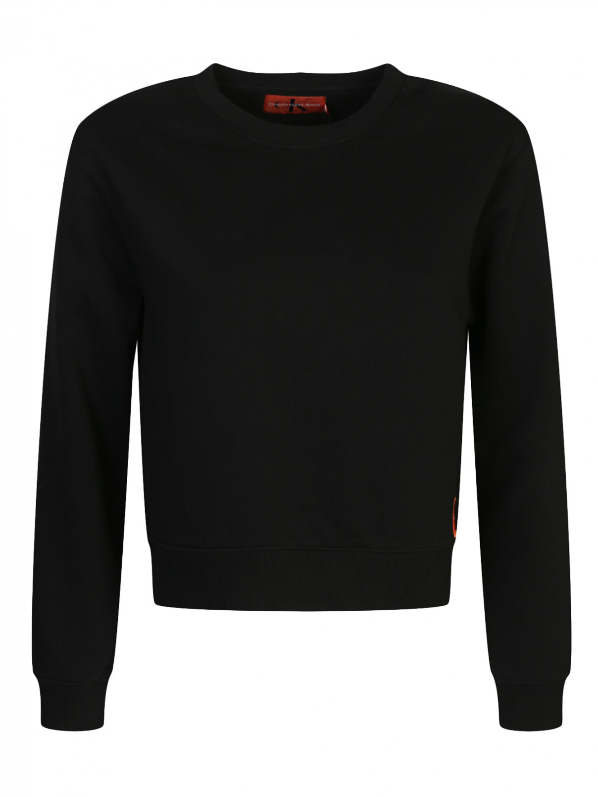 Укороченный свитшот из хлопка Calvin Klein  –  Общий вид  – Цвет:  Черный