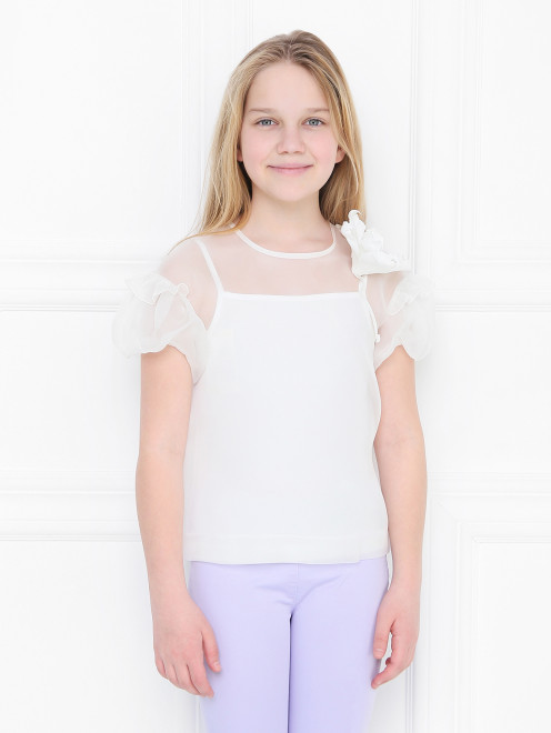 Блуза шелковая с брошью-цветком MiMiSol - МодельВерхНиз