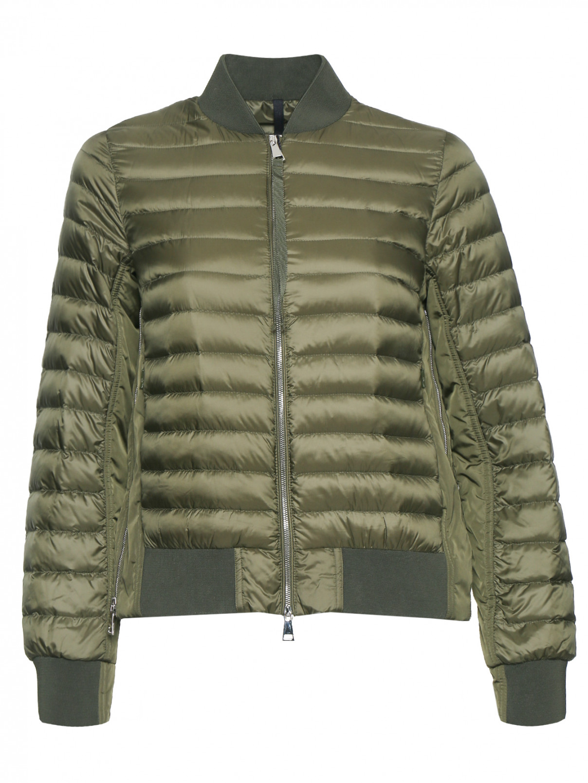 Стеганая куртка на молнии Moncler  –  Общий вид  – Цвет:  Зеленый