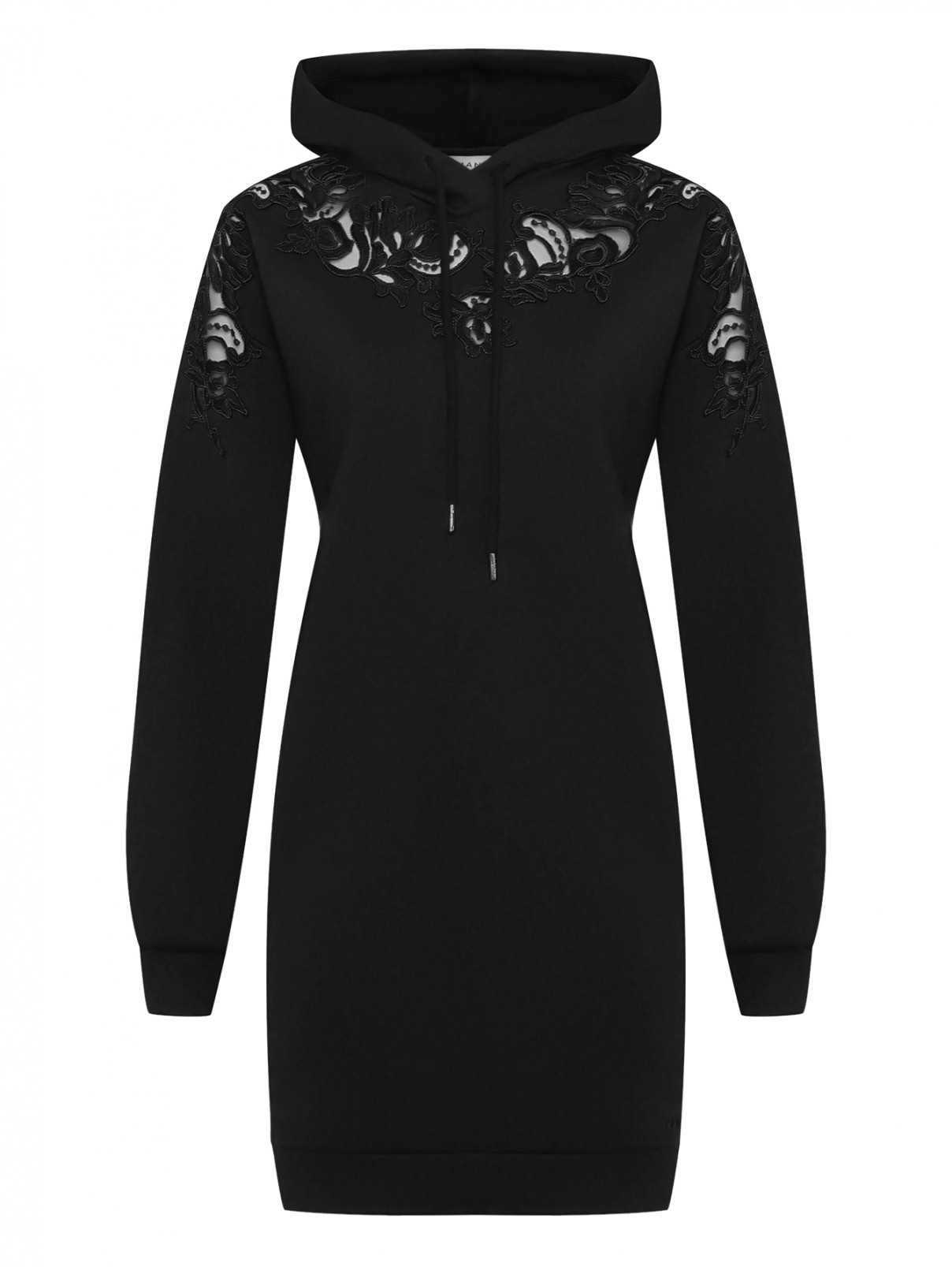 Платье из хлопка с вышивкой и карманами Ermanno Firenze  –  Общий вид  – Цвет:  Черный