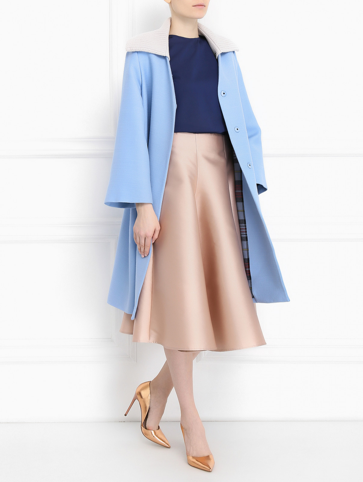 Пальто из шерсти свободного кроя Maison Margiela  –  Модель Общий вид  – Цвет:  Синий