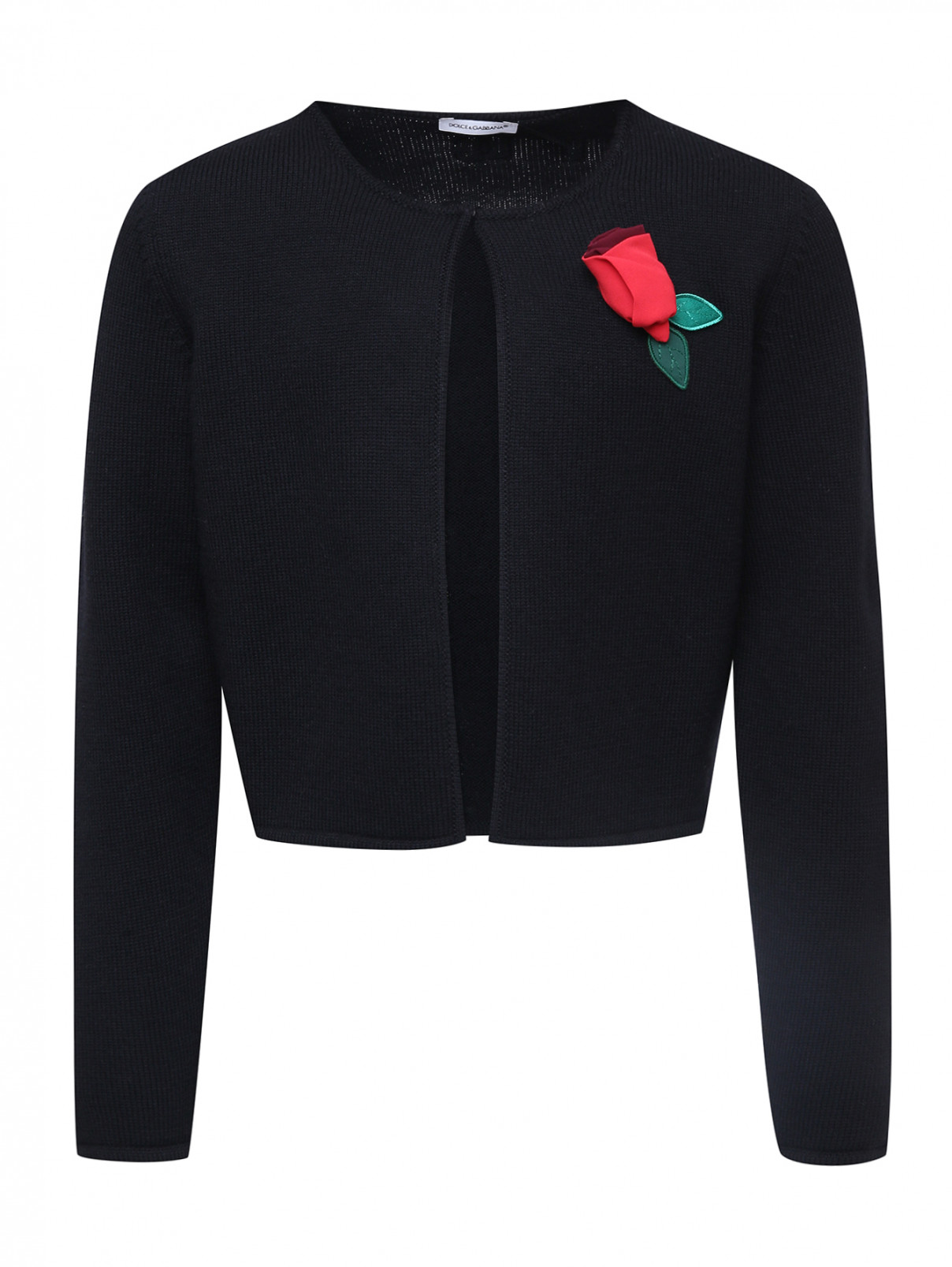 Кардиган из шерсти с аппликацией Dolce & Gabbana  –  Общий вид  – Цвет:  Черный