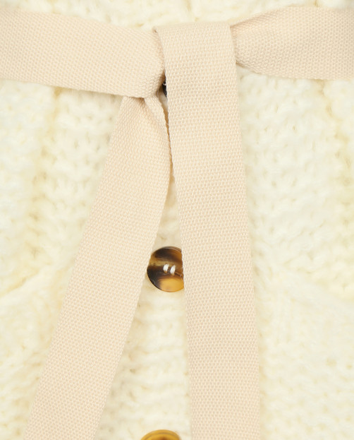 Удлиненный кардиган крупной вязки из смешанной шерсти с поясом  Suncoo - Деталь