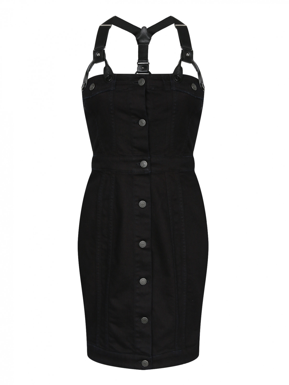 Джинсовое платье-мини Moschino  –  Общий вид  – Цвет:  Черный