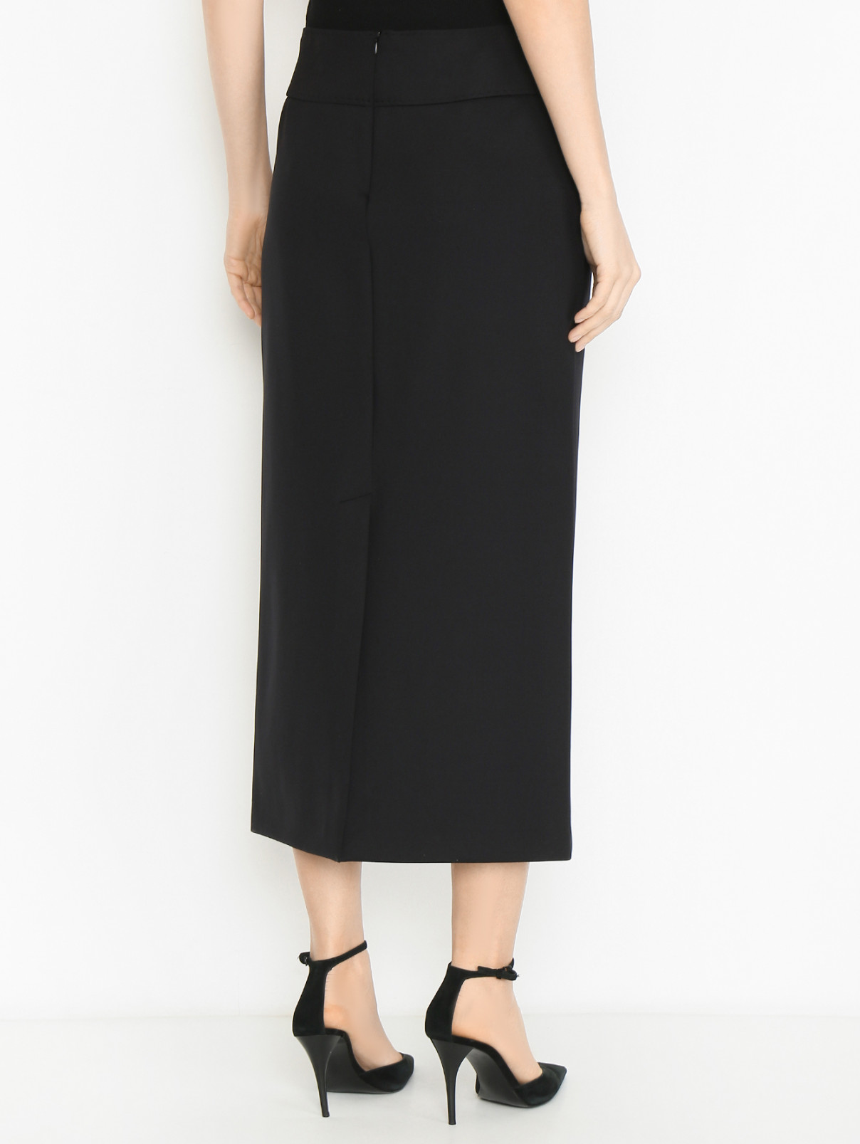 Однотонная юбка-миди с разрезом Max Mara  –  МодельВерхНиз1  – Цвет:  Синий