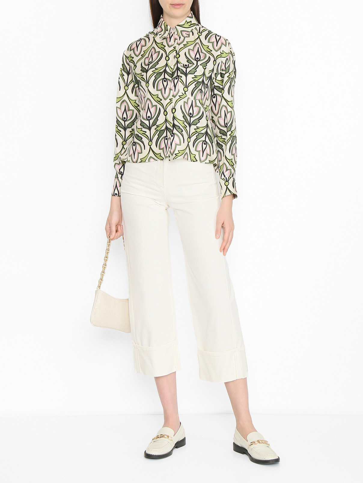 Однотонные джинсы из хлопка Max Mara  –  МодельОбщийВид  – Цвет:  Белый