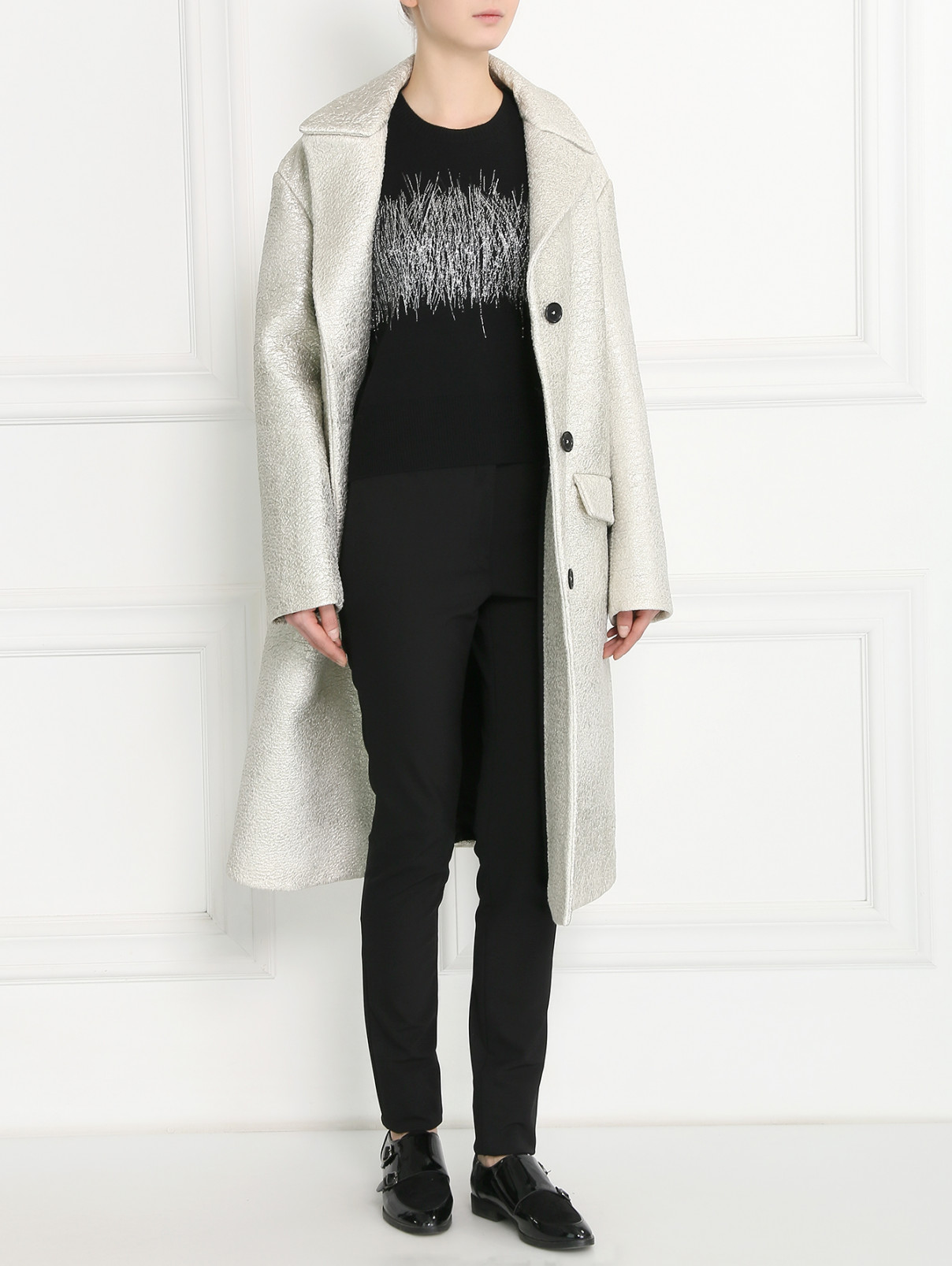 Однотонные брюки узкого кроя Jil Sander  –  Модель Общий вид  – Цвет:  Черный