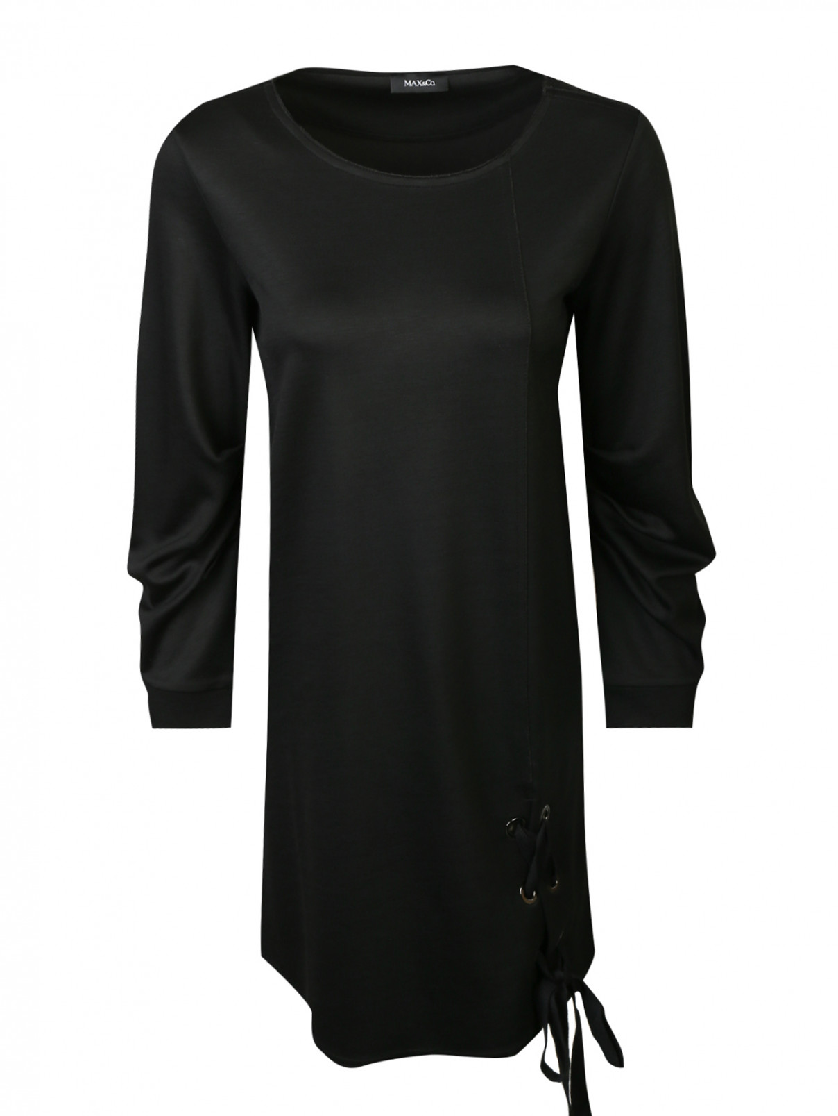 Платье-мини свободного кроя Max&Co  –  Общий вид  – Цвет:  Черный